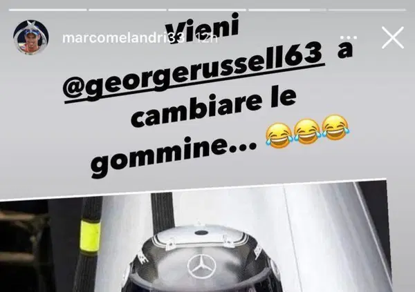 Marco Melandri su Instagram: "Vieni George Russell, fatti cambiare le gomme da Hamilton"