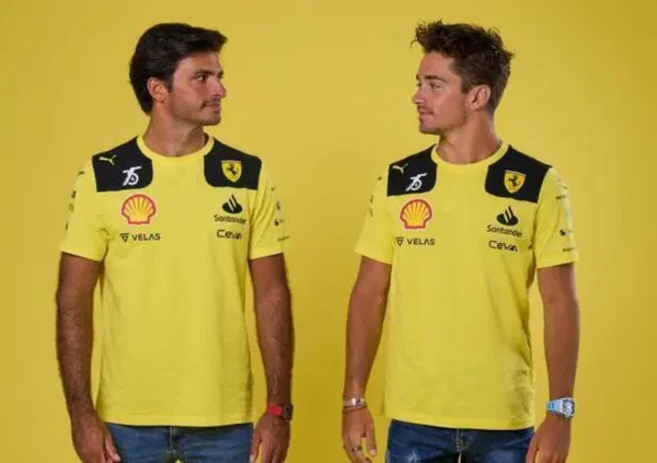 La Ferrari diventa&hellip; gialla e il web si scatena: tutti i meme sulle nuove divise di Leclerc e Sainz
