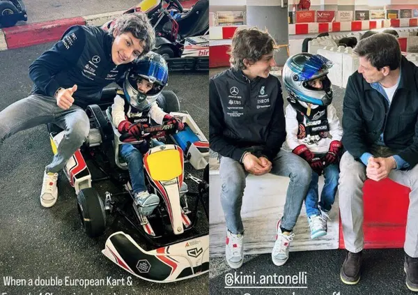 Toto e Susie Wolff "adottano" Andrea Kimi Antonelli: giornata sui kart con il figlio Jack nel segno di Leclerc