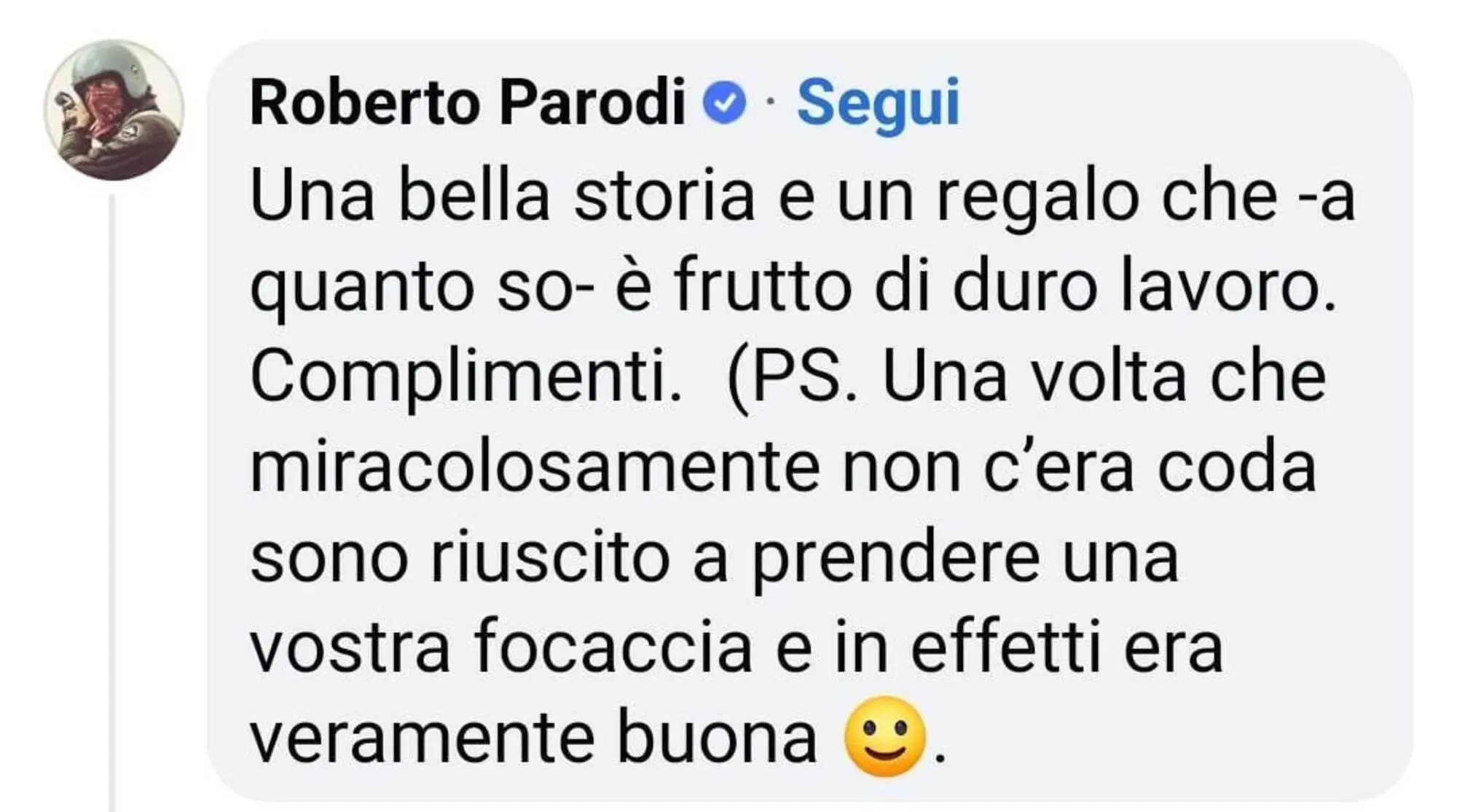 Roberto Parodi commenta il post dell'Antico Vinaio