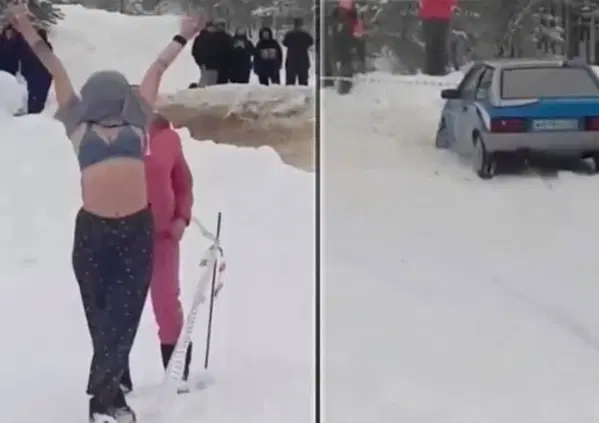 Una fan mostra il seno a un pilota di rally e provoca uno spettacolare incidente [VIDEO]