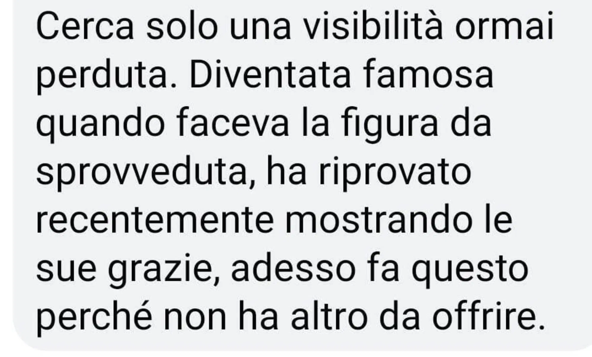 Uno dei tanti commenti contro Arisa