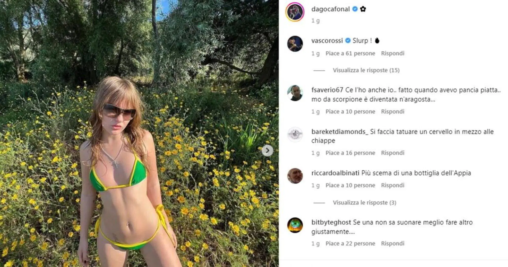 Il commento di Vasco sulla foto di Victoria che ha scatenato i social