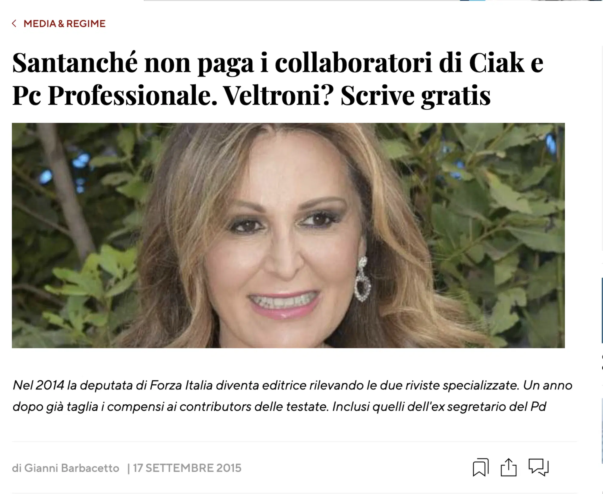 L'articolo de Il Fatto del 2015