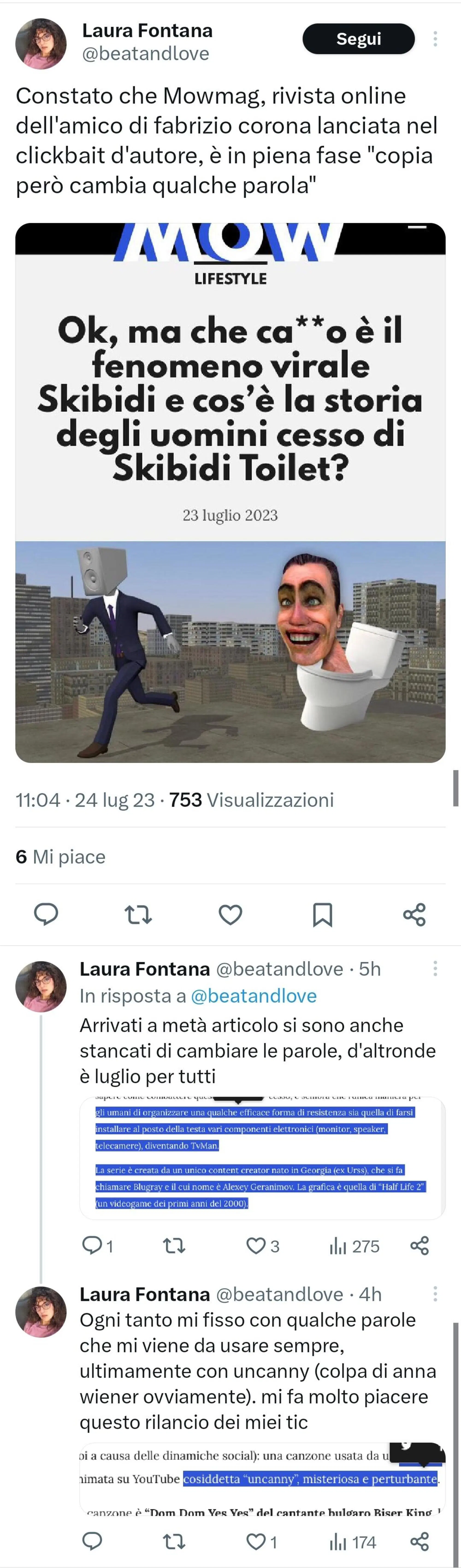 L'attacco di Laura Fontana a MOW