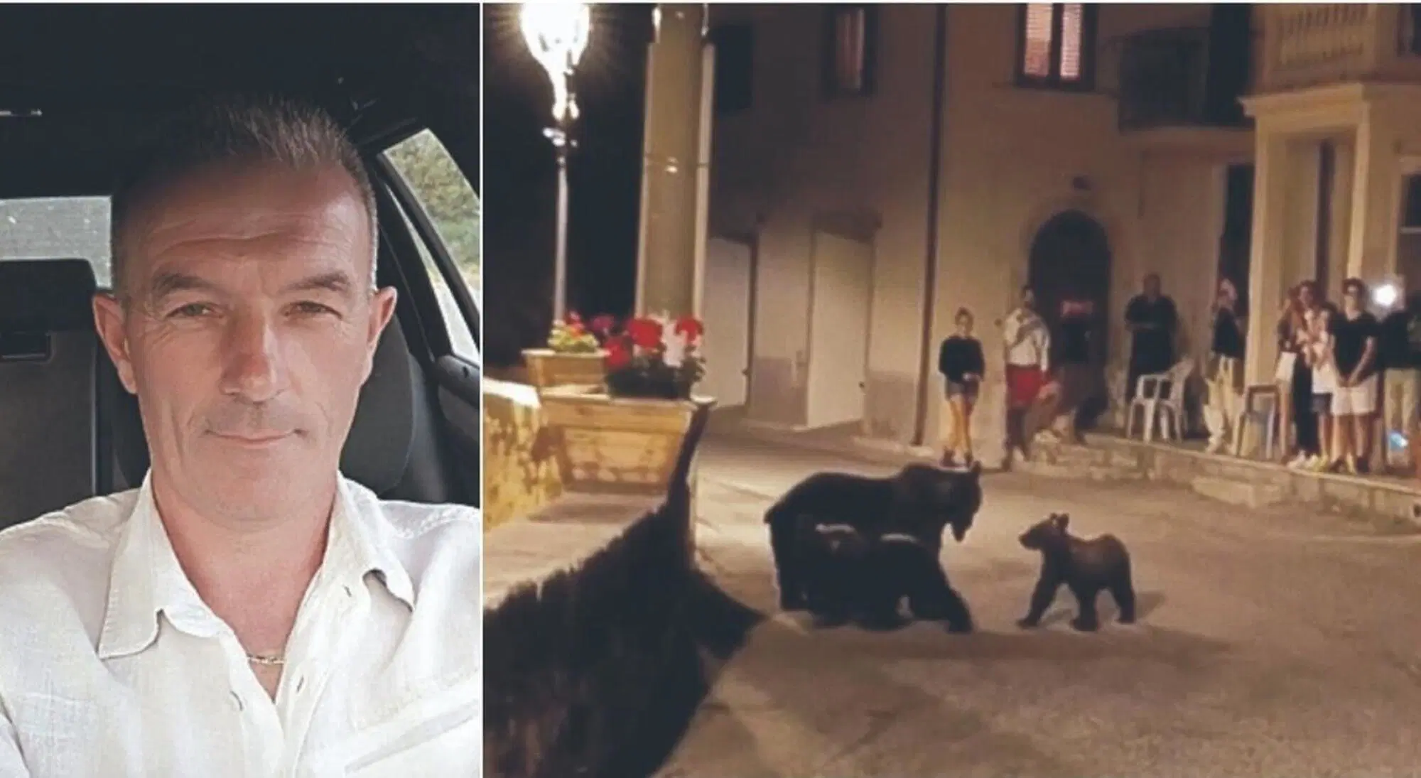 Andrea Leombruni e l'orsa Amarena con i cuccioli