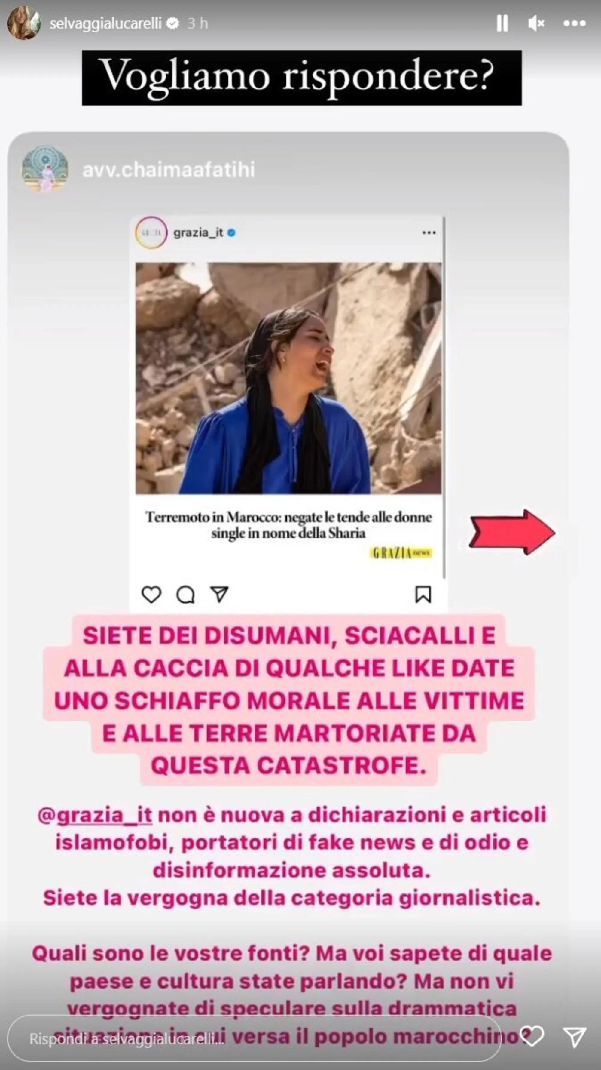 Le accuse della Lucarelli alla rivista femminile