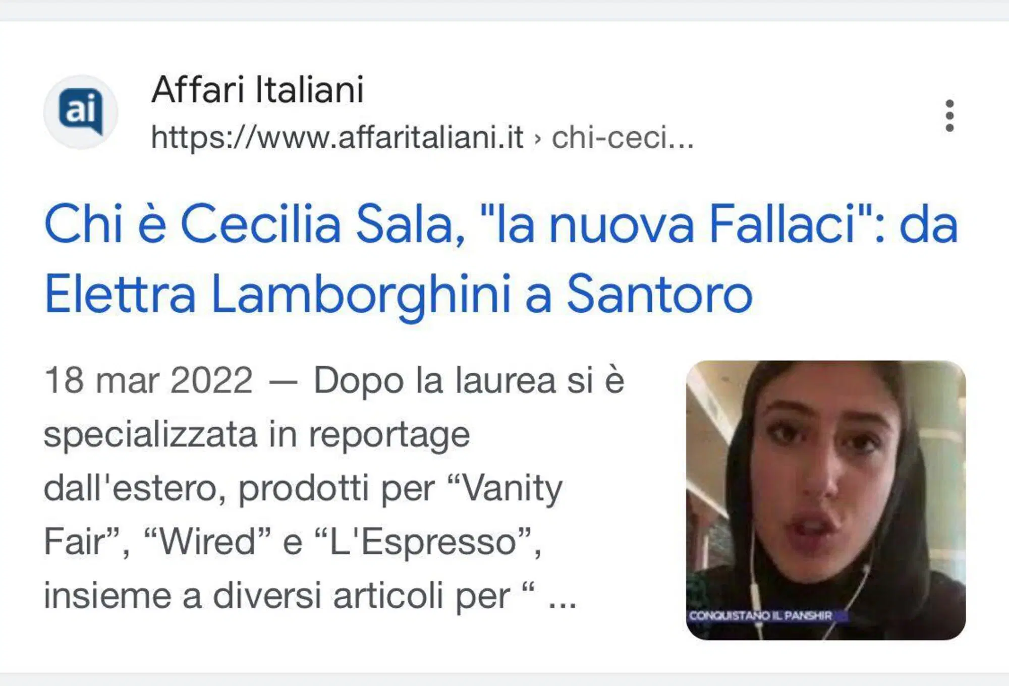 Affari Italiani definisce Cecilia Sala "laureata" nel 2022