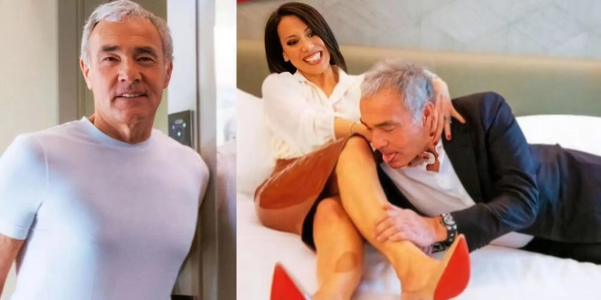 Giletti e De Girolamo in atteggiamento scherzoso