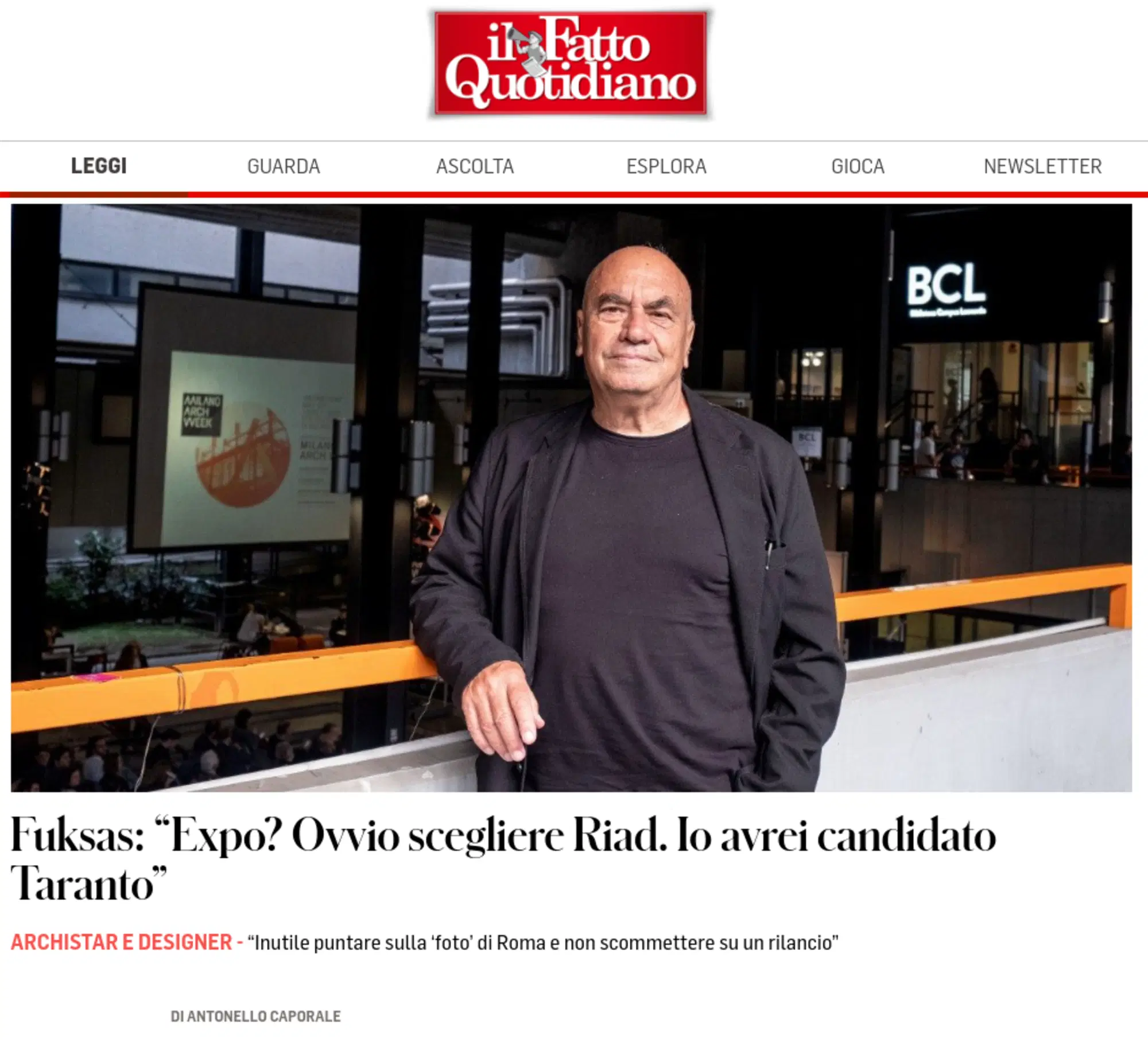 L'intervista a Massimiliano Fuksas al Fatto quotidiano