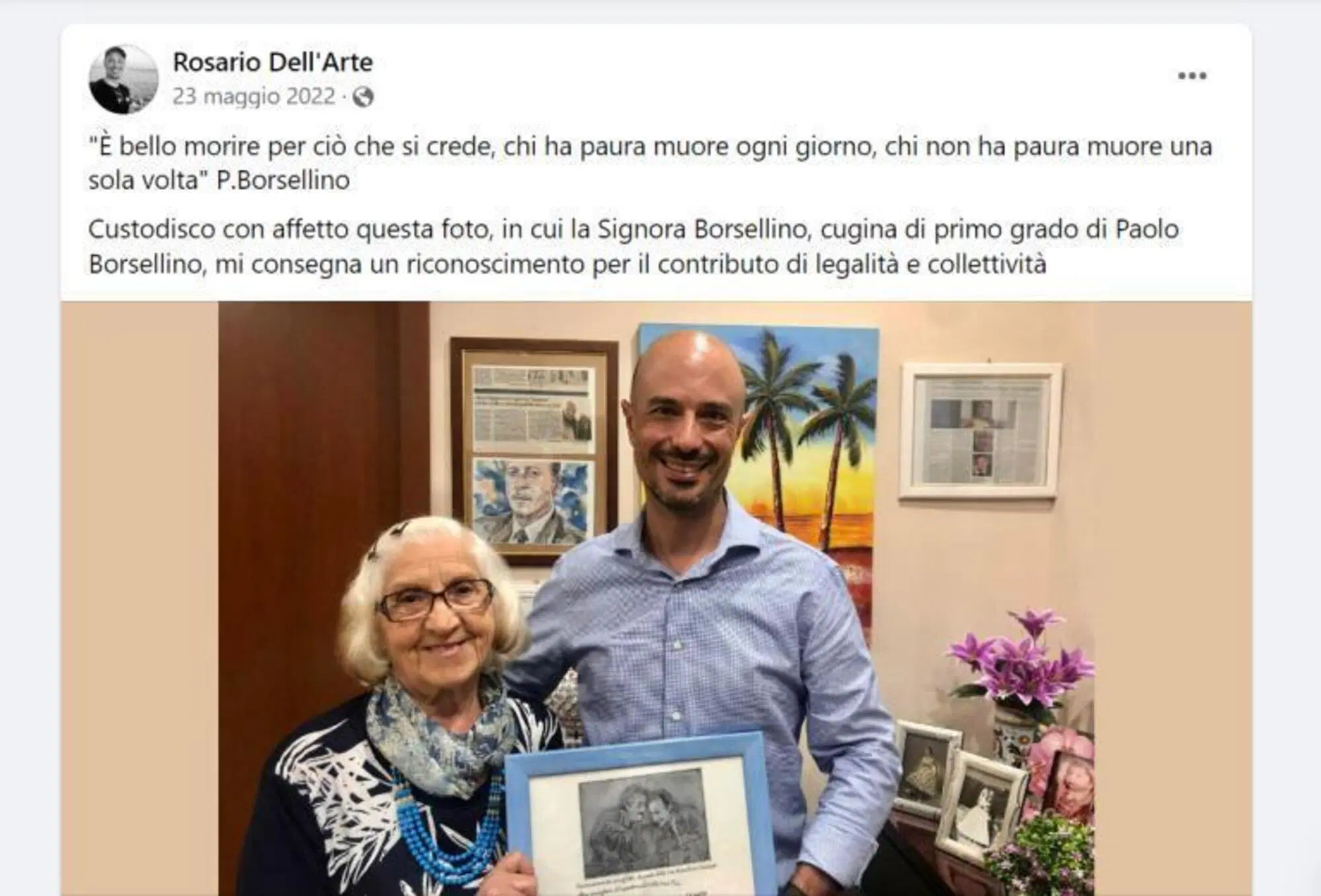 Il post di Rosario dell'Arte