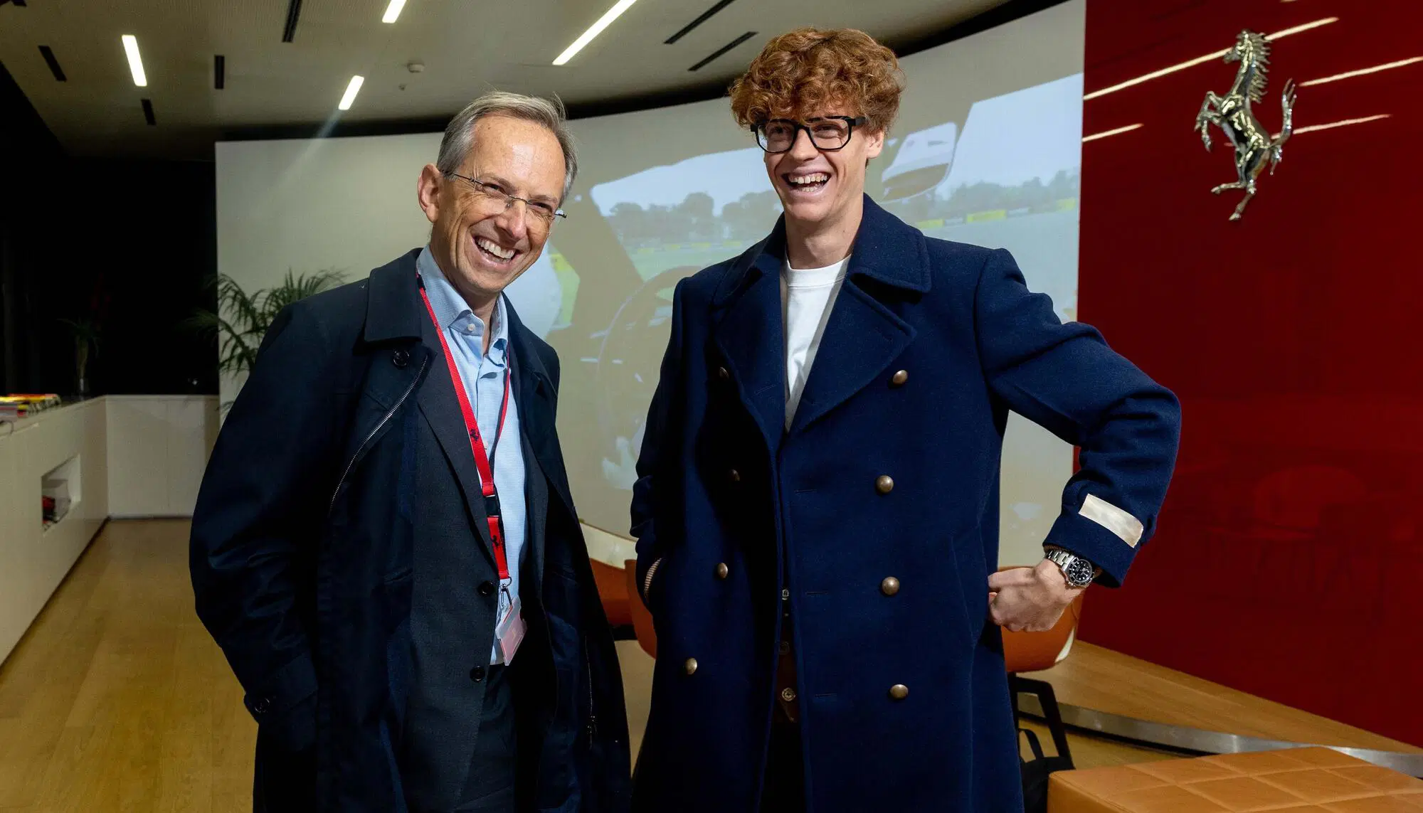 Il Ceo della Ferrari Vigna con Jannik Sinner