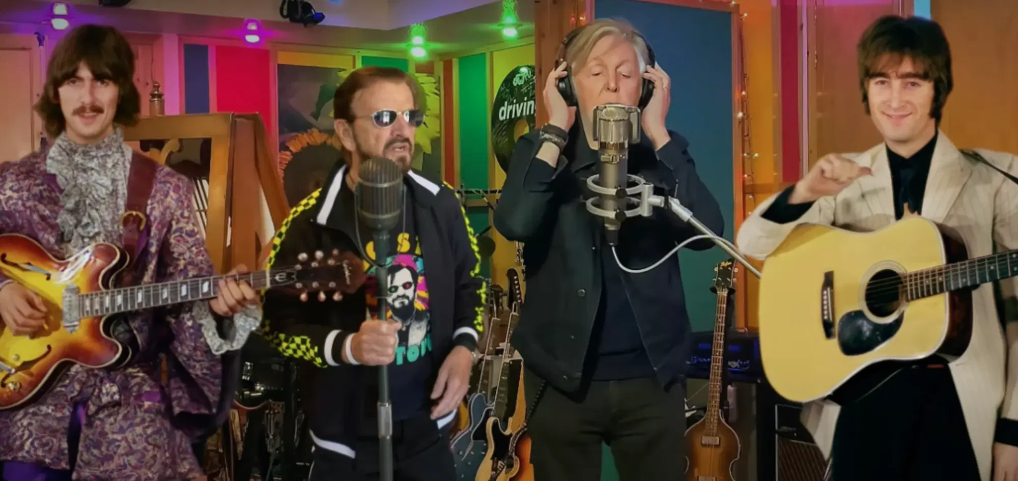 I Beatles, Paul Mccartney e Ringo Starr (generati dall'Ai John Lennon e George Harrison)