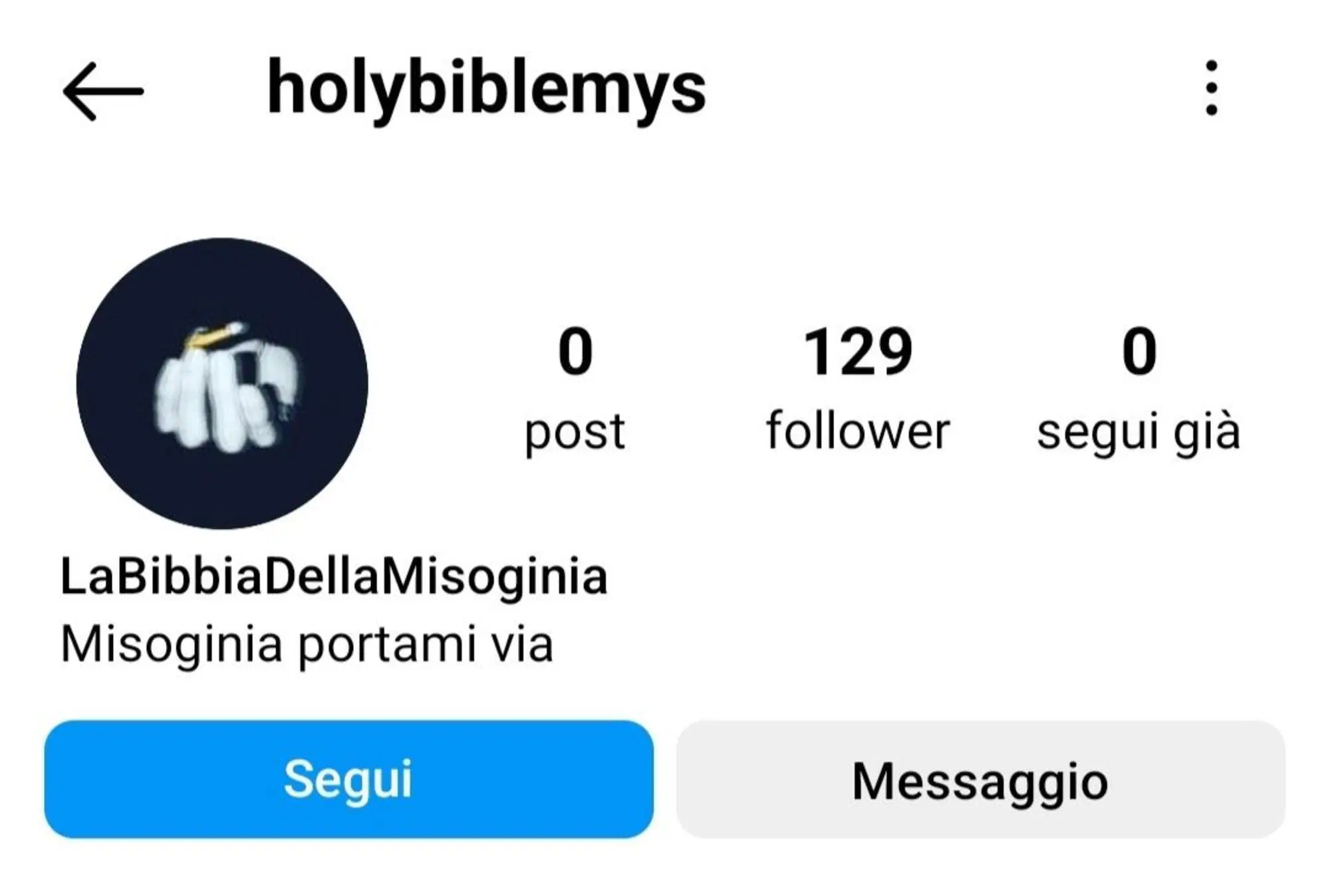 La pagina Istagram de "La Bibbia della misoginia"