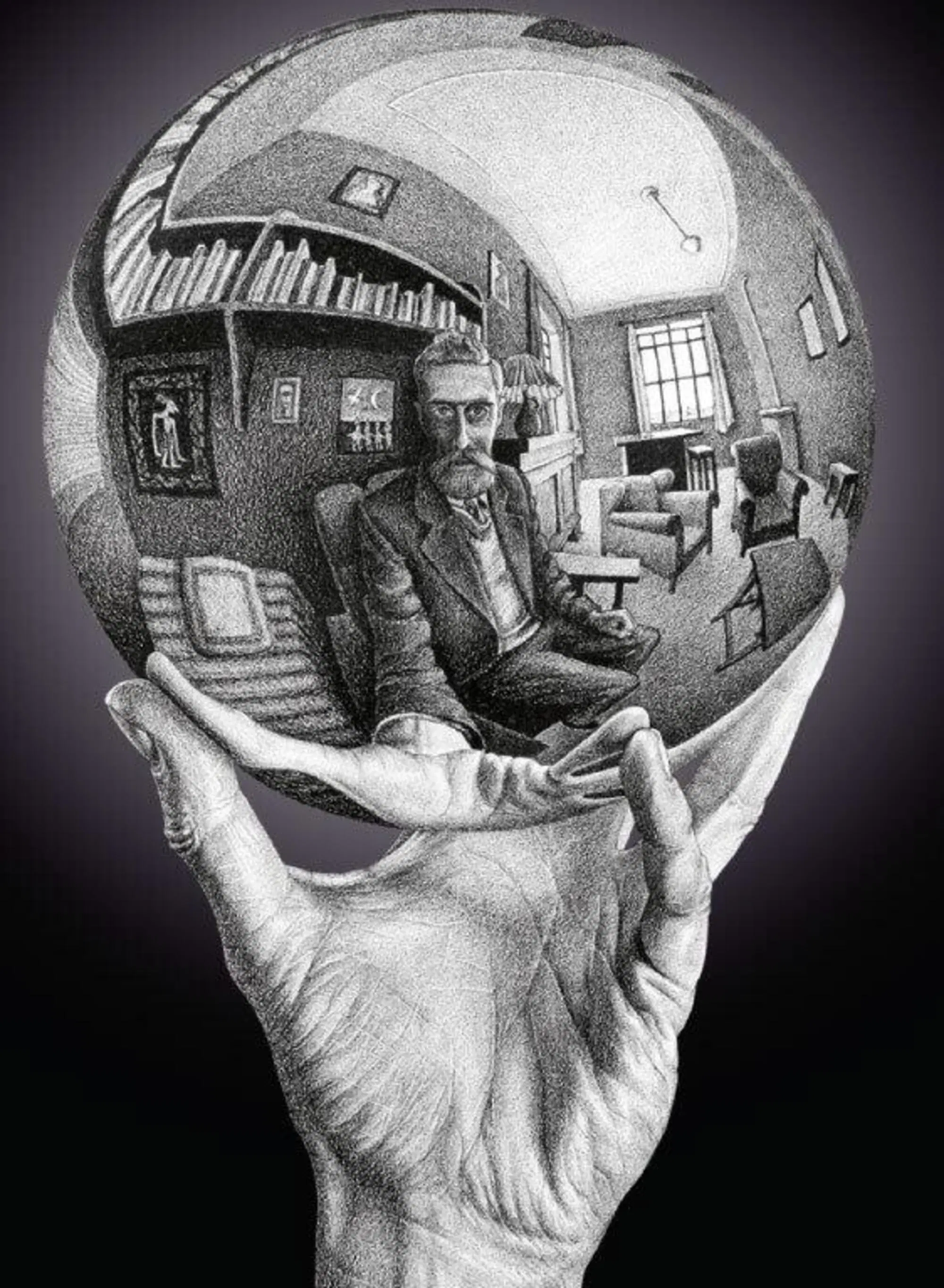 Litografia di Maurits Cornelis Escher "Mano con sfera riflettente" (1935)