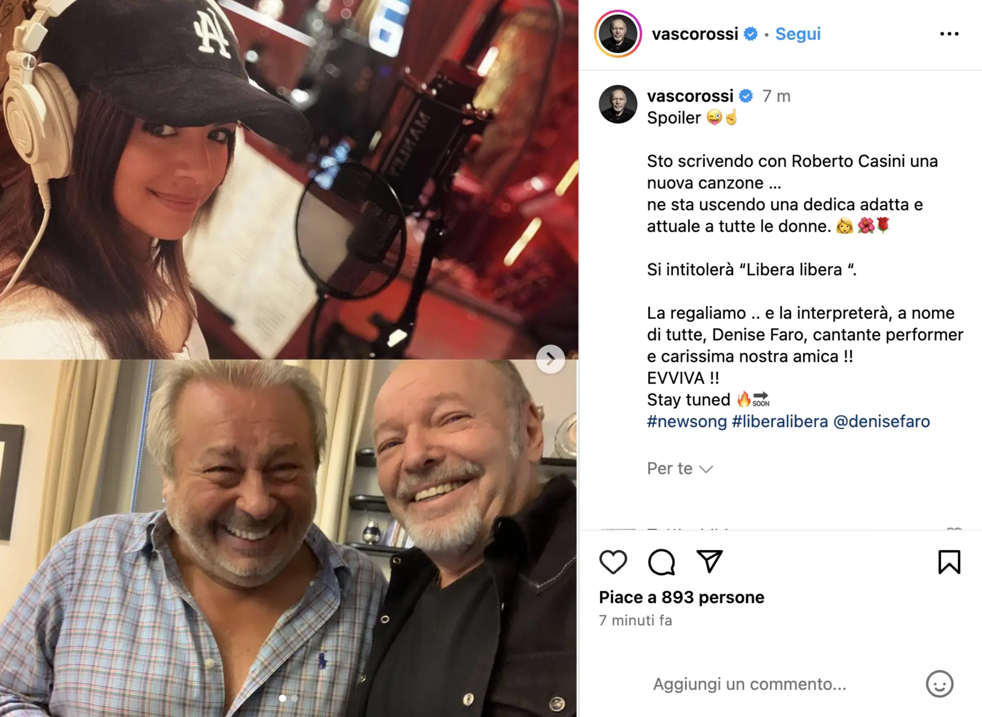 Il post di Vasco Rossi