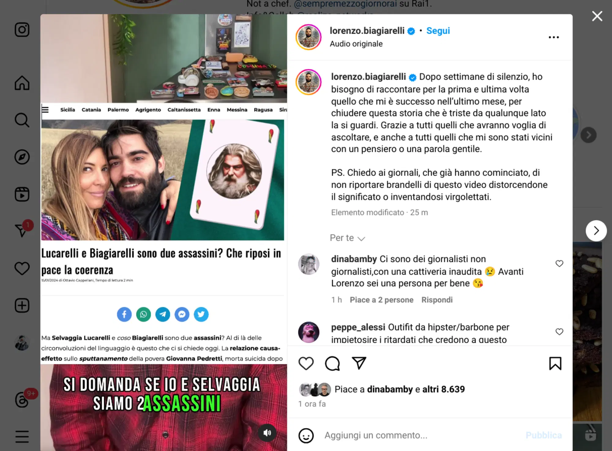 L'articolo di Ottavio Cappellani citato da Lorenzo Biagiarelli