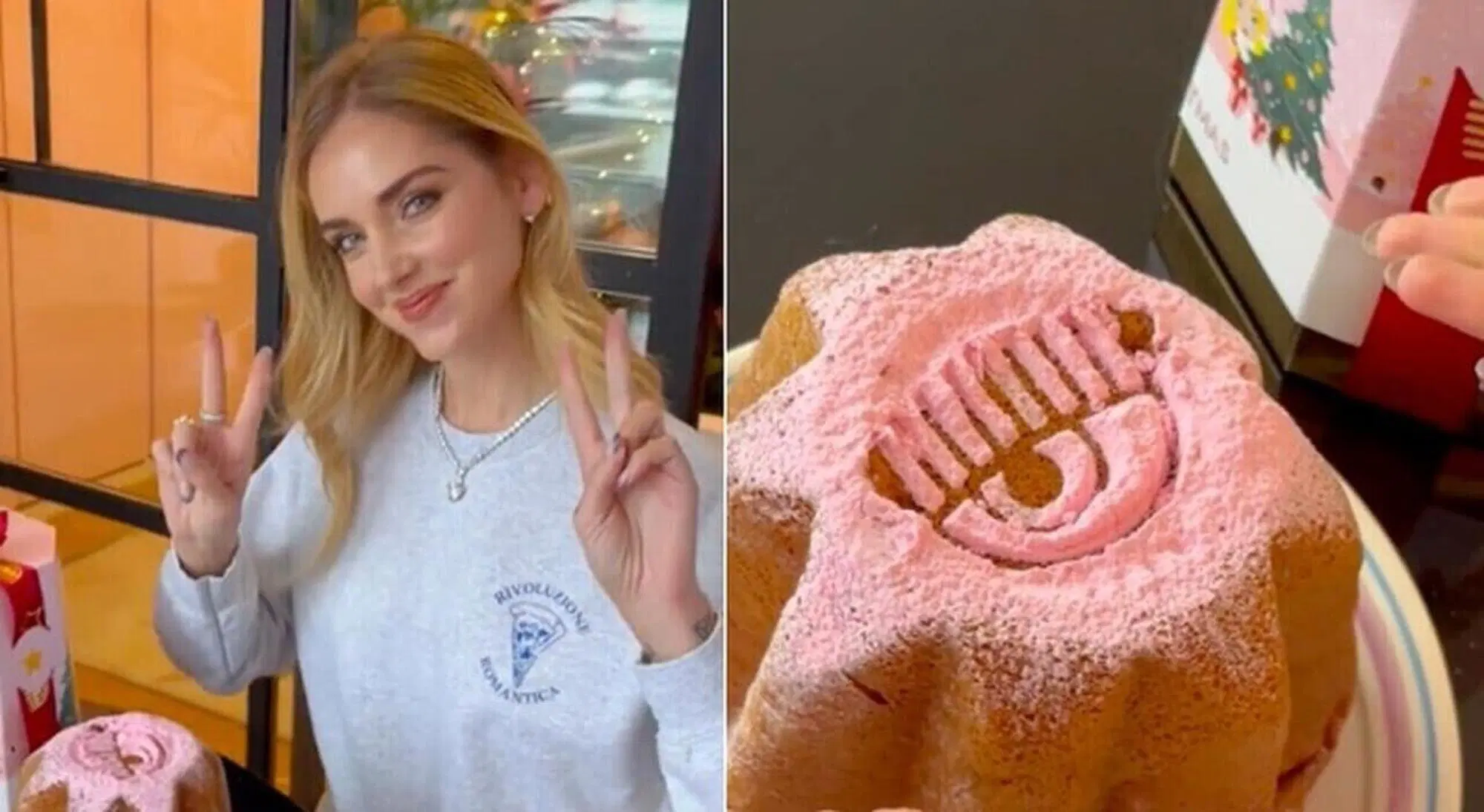 Chiara Ferragni con il pandoro Balocco, la cui campagna pubblicitaria &egrave; stata indagata dall'Antitrust
