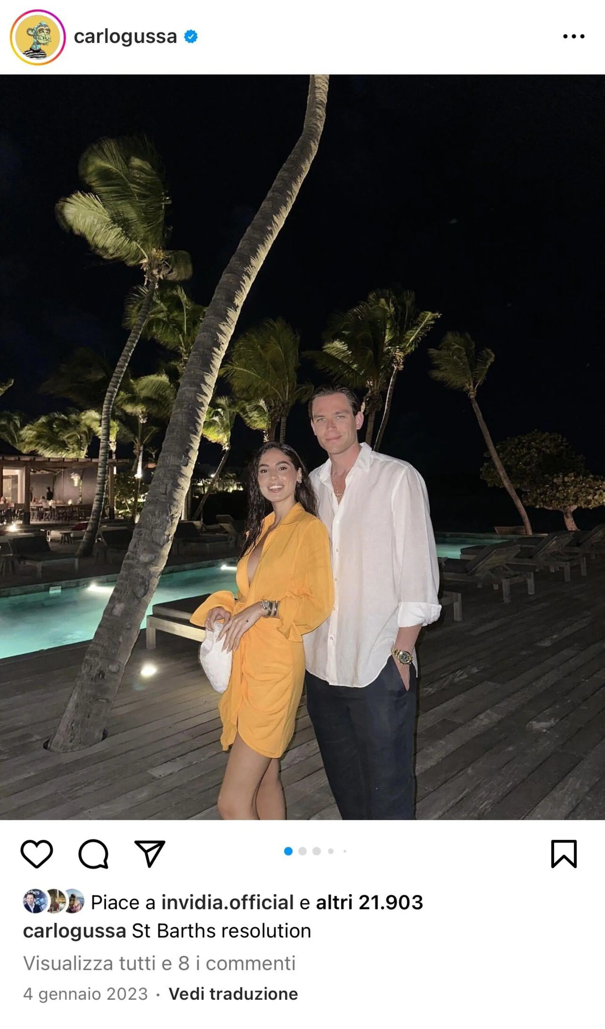 L'ultima foto sul profilo di Carlo Gussalli Beretta con Giulia