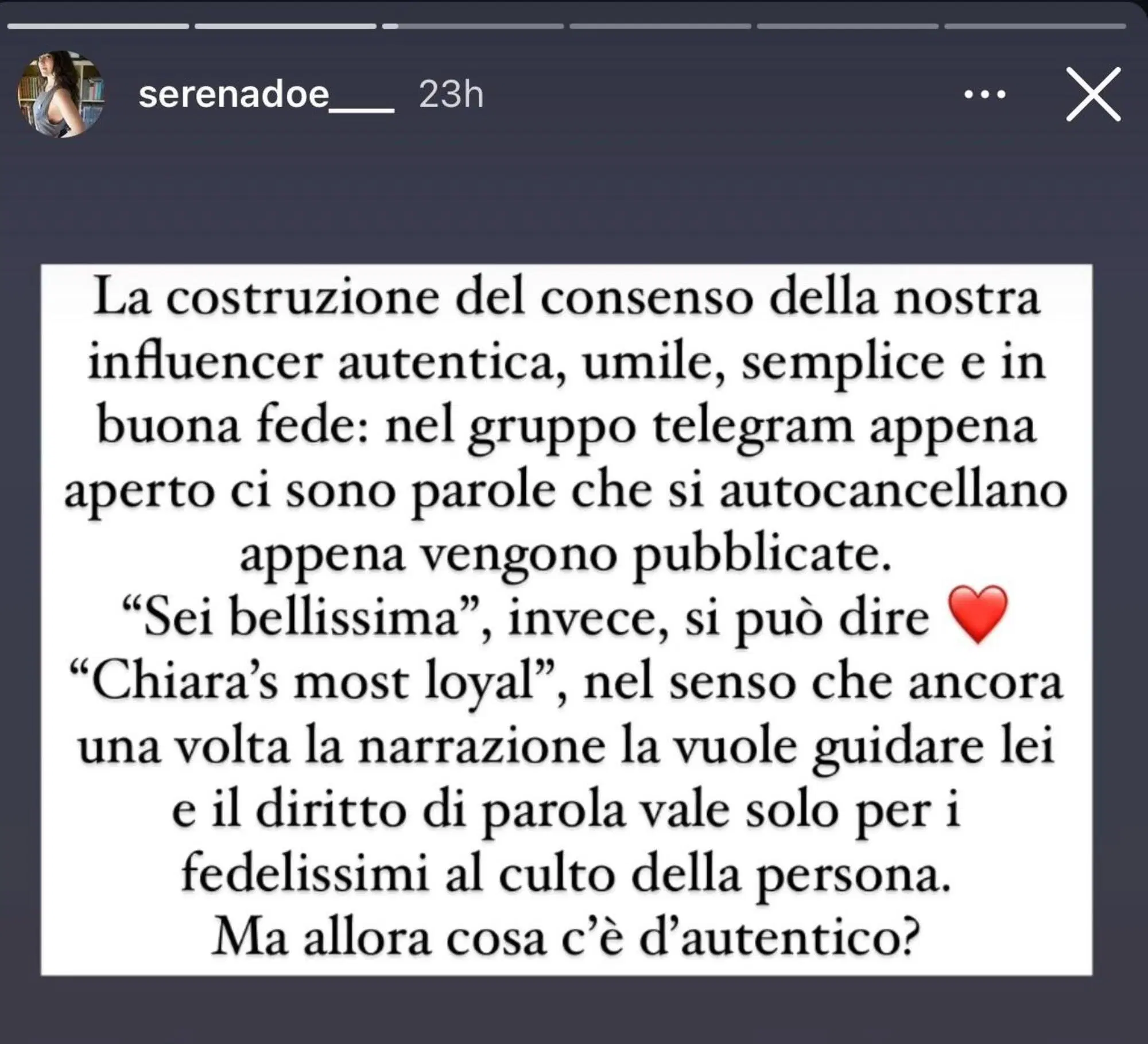 La "denuncia" di Serena Doe sulle parole censurate