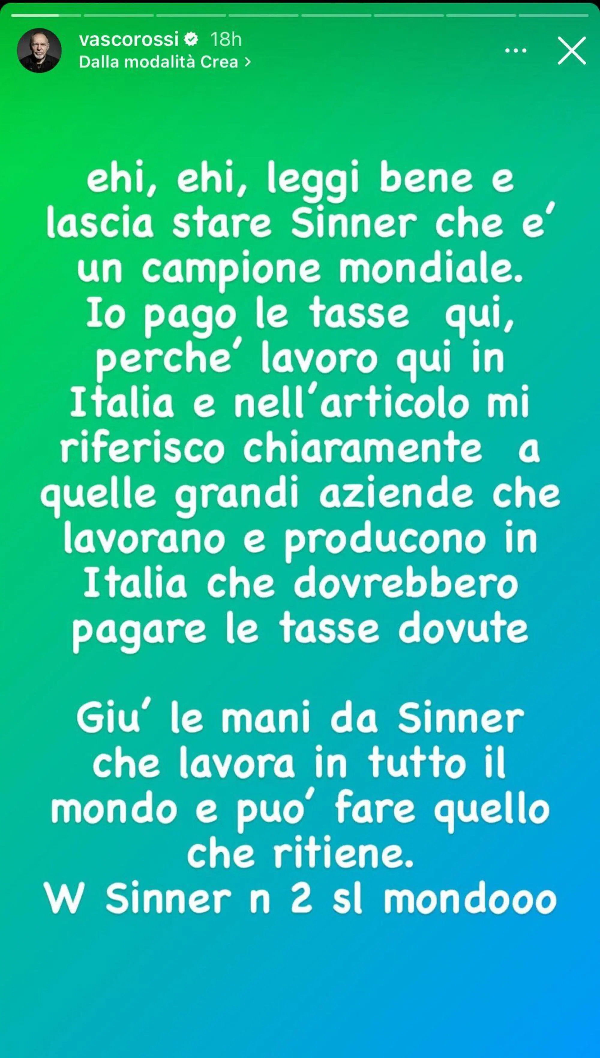 La storia di Vasco Rossi in cui specifica di non aver parlato assolutamente di Sinner