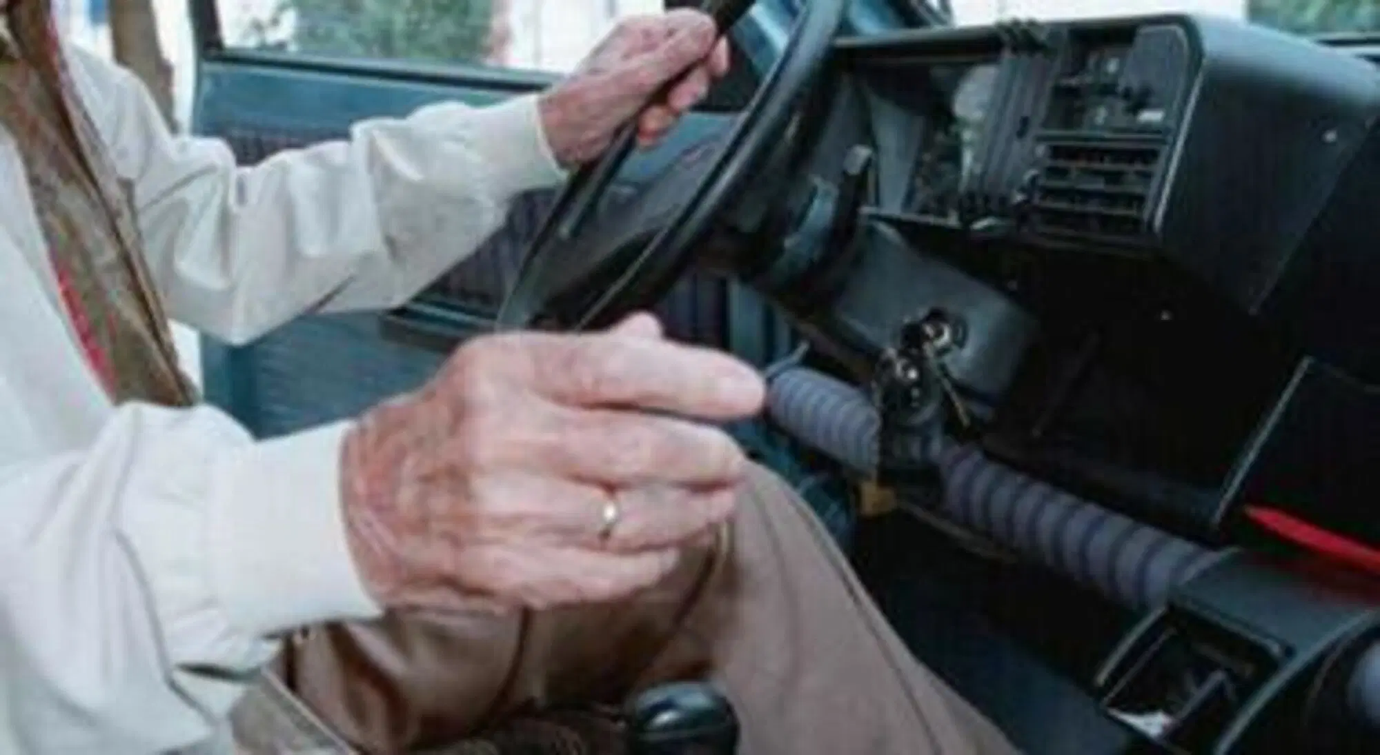 Una vecchia al volante dell'inconfondibile Panda