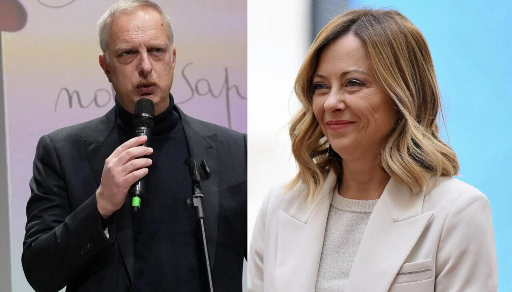 Antonio Scurati e Giorgia Meloni