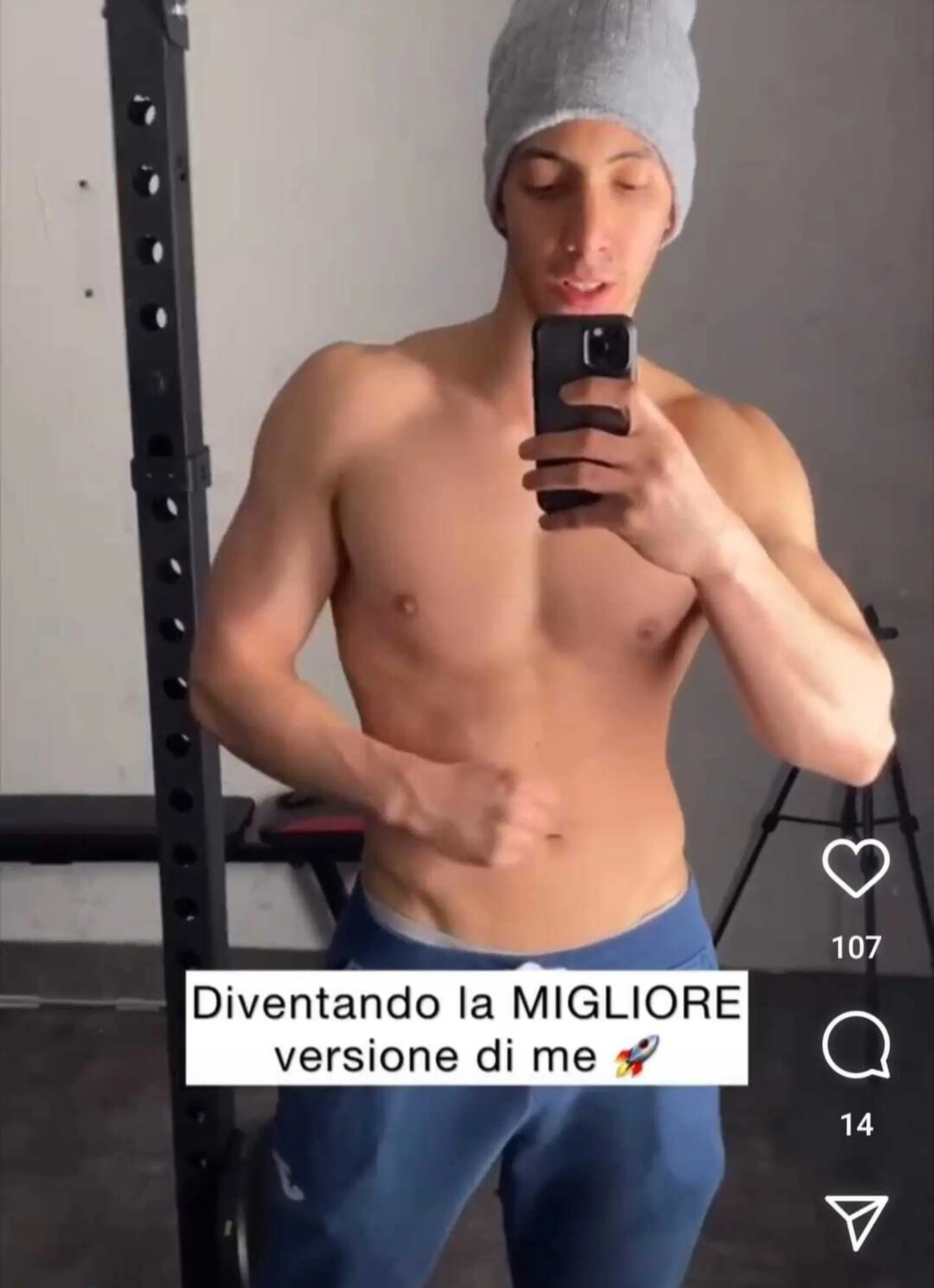 Estratto di un video "motivazionale" del personal trainer influencer Ezze su Instagram