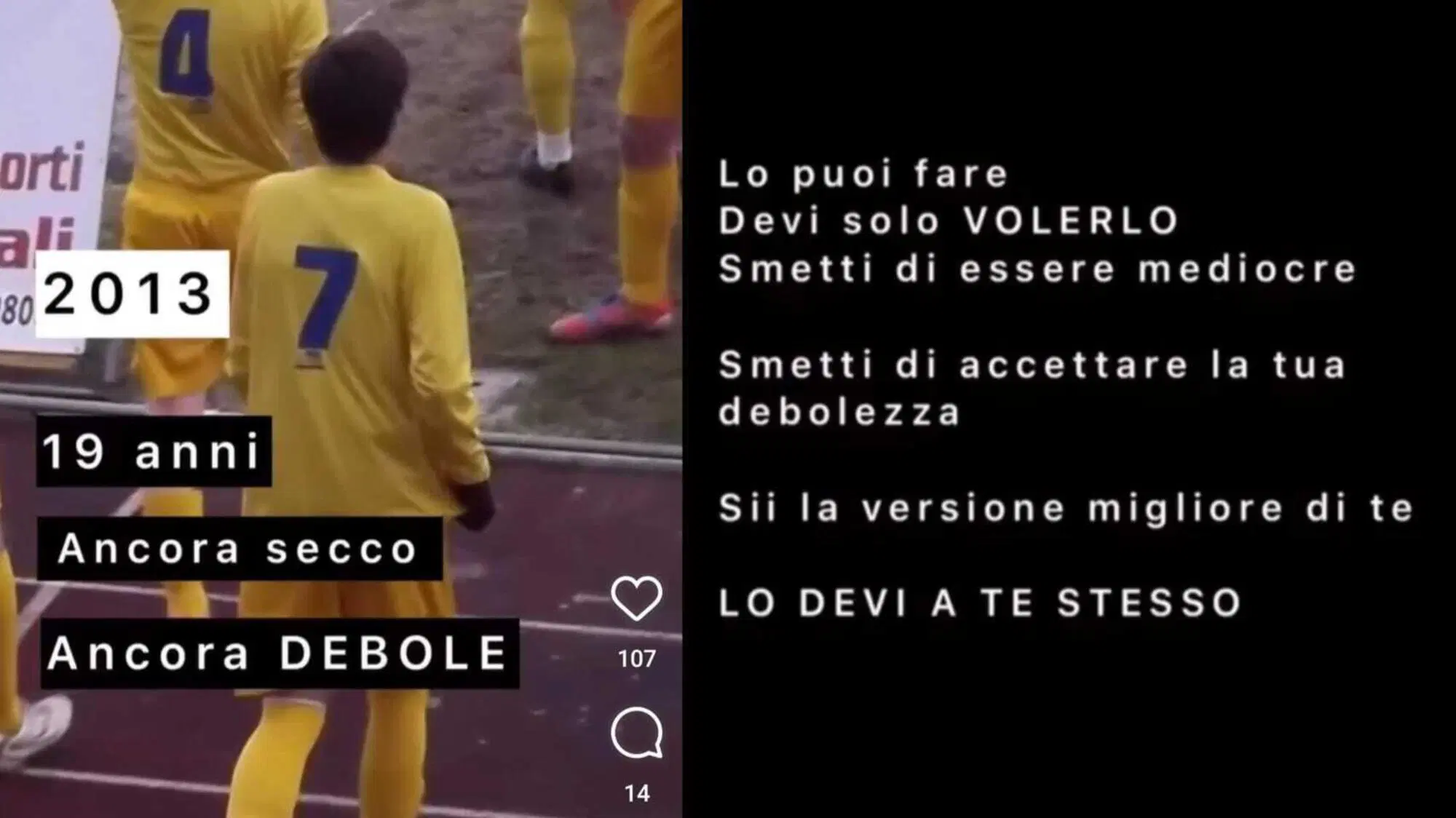 Un altro video di Ezze in cui parla della "debolezza", mostrando prima come anche lui fosse magro a 19 anni e poi il percorso per seguirlo