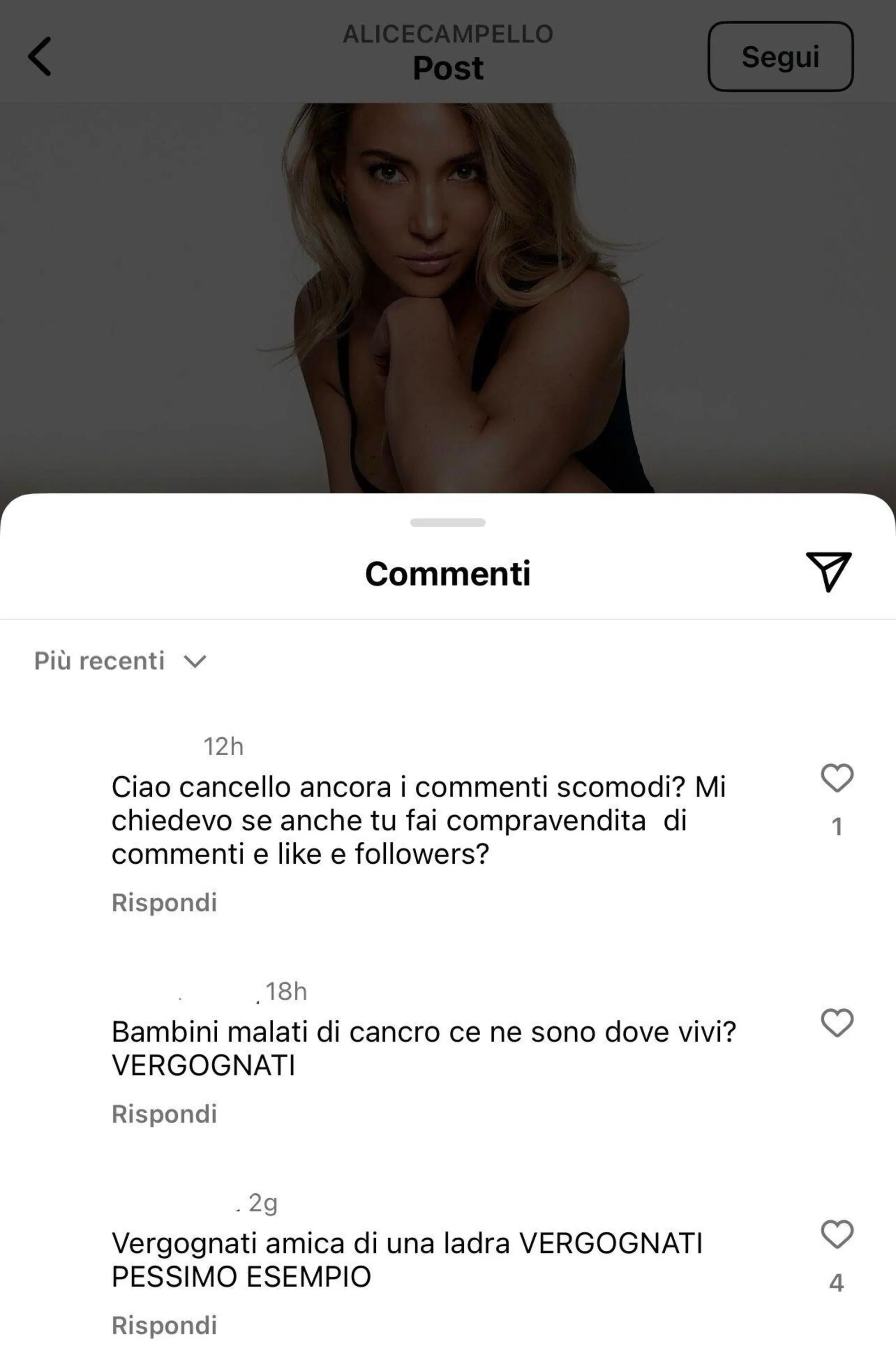 Gli insulti sotto il profilo di Alice Campello