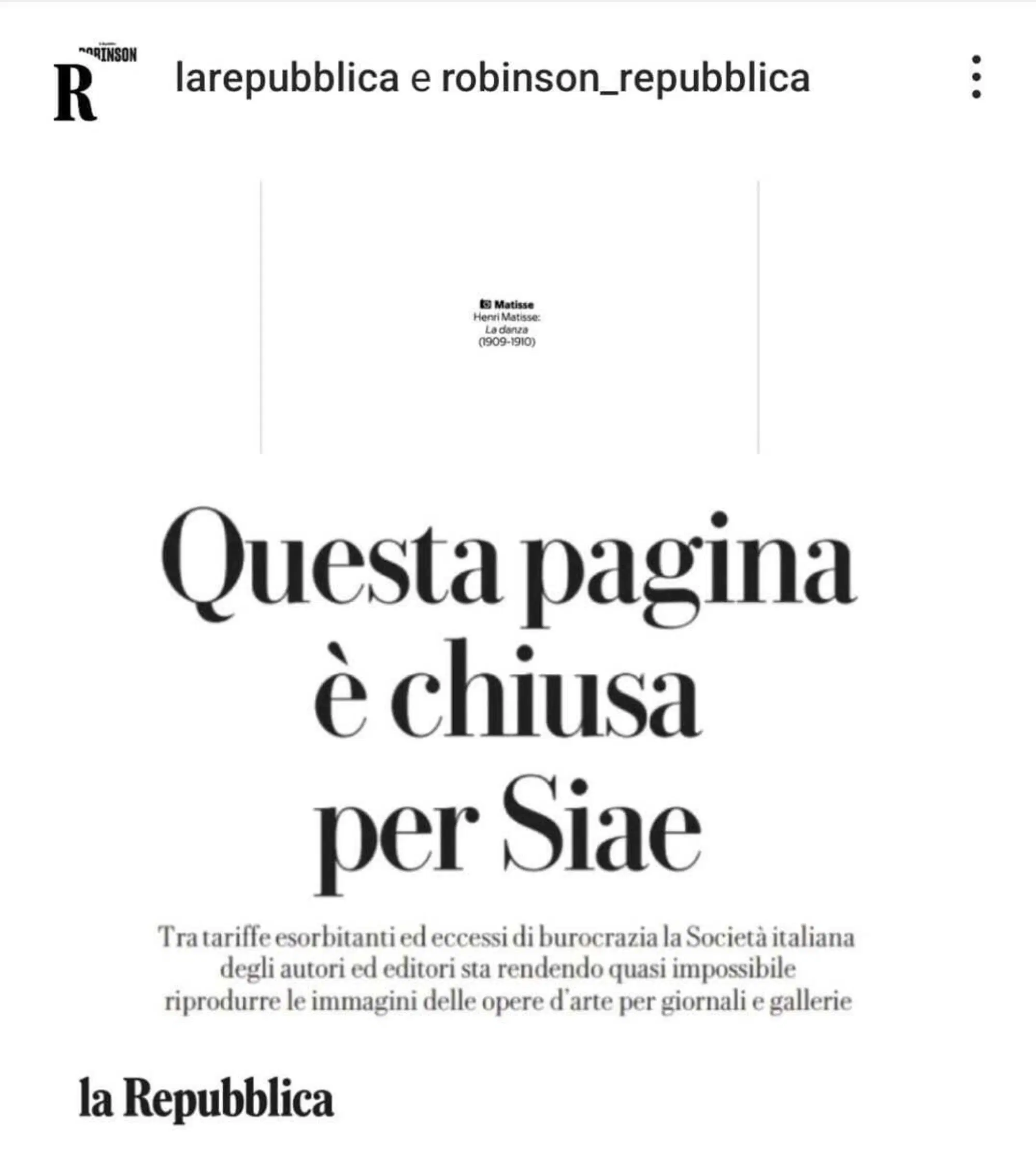 Il post (e l'articolo) polemico di Repubblica contro SIAE