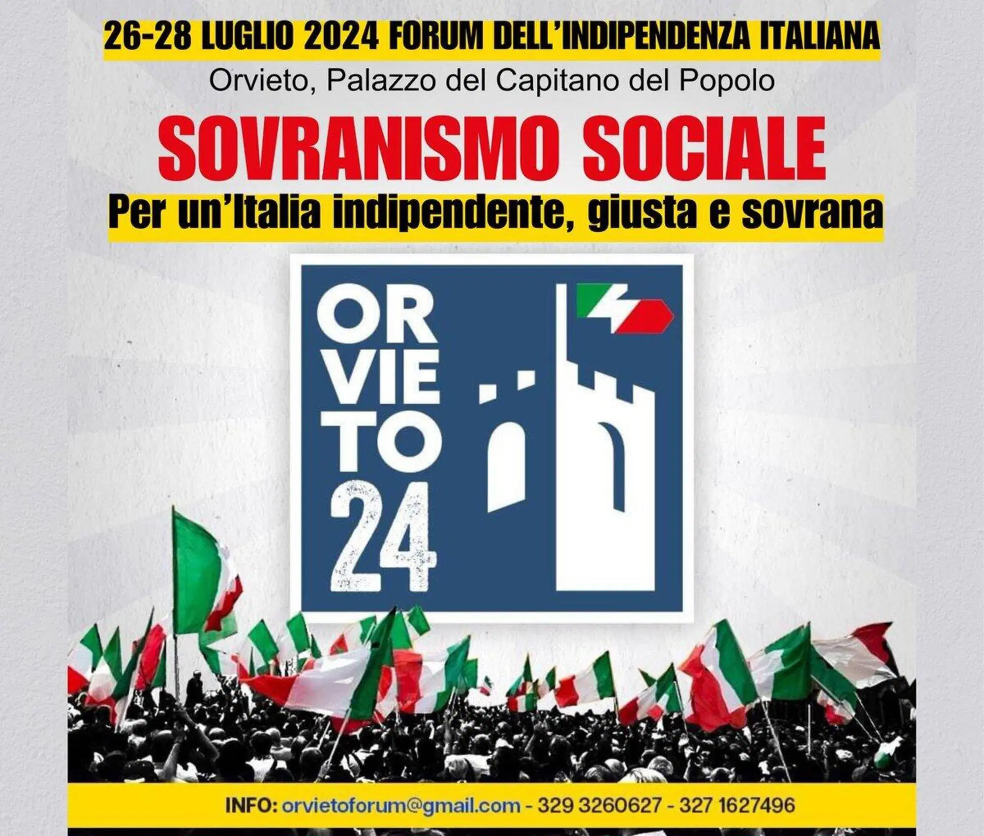 La locandina dell'evento "Orvieto '24" del Forum dell'indipendenza italiana 