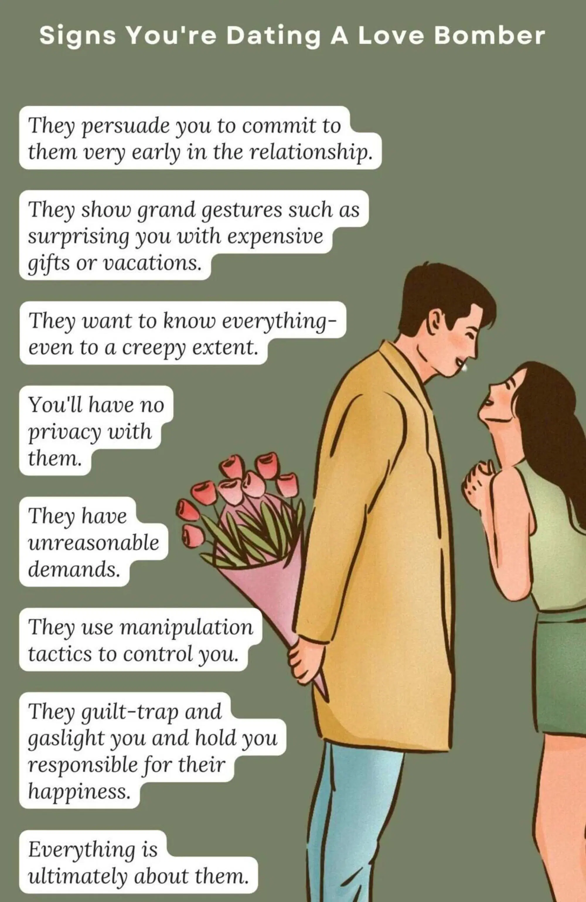 Alcune delle caratteristiche di chi si macchia di "love bombing"
