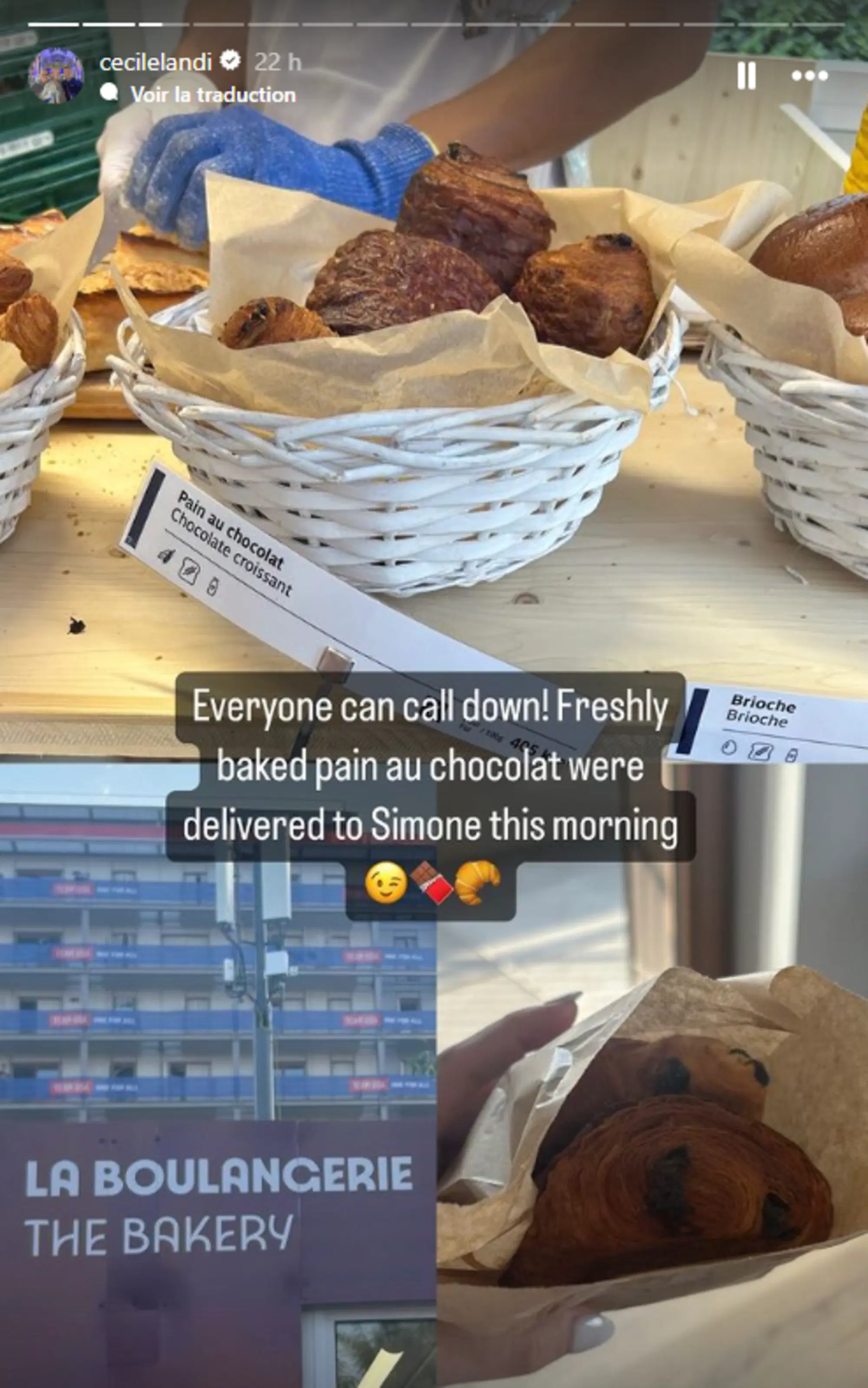 L'elogio social sul pain au chocolat della sportiva francese Cecile Landi 