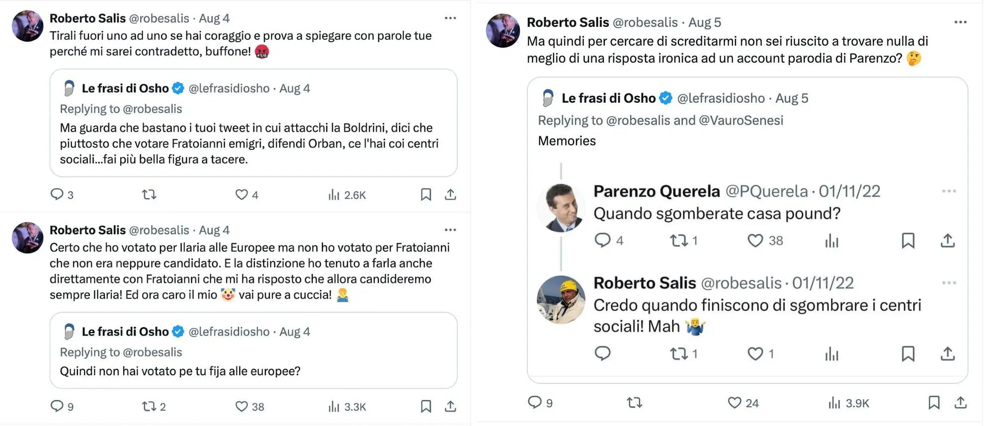 Lo scontro su X tra Osho e Roberto Salis