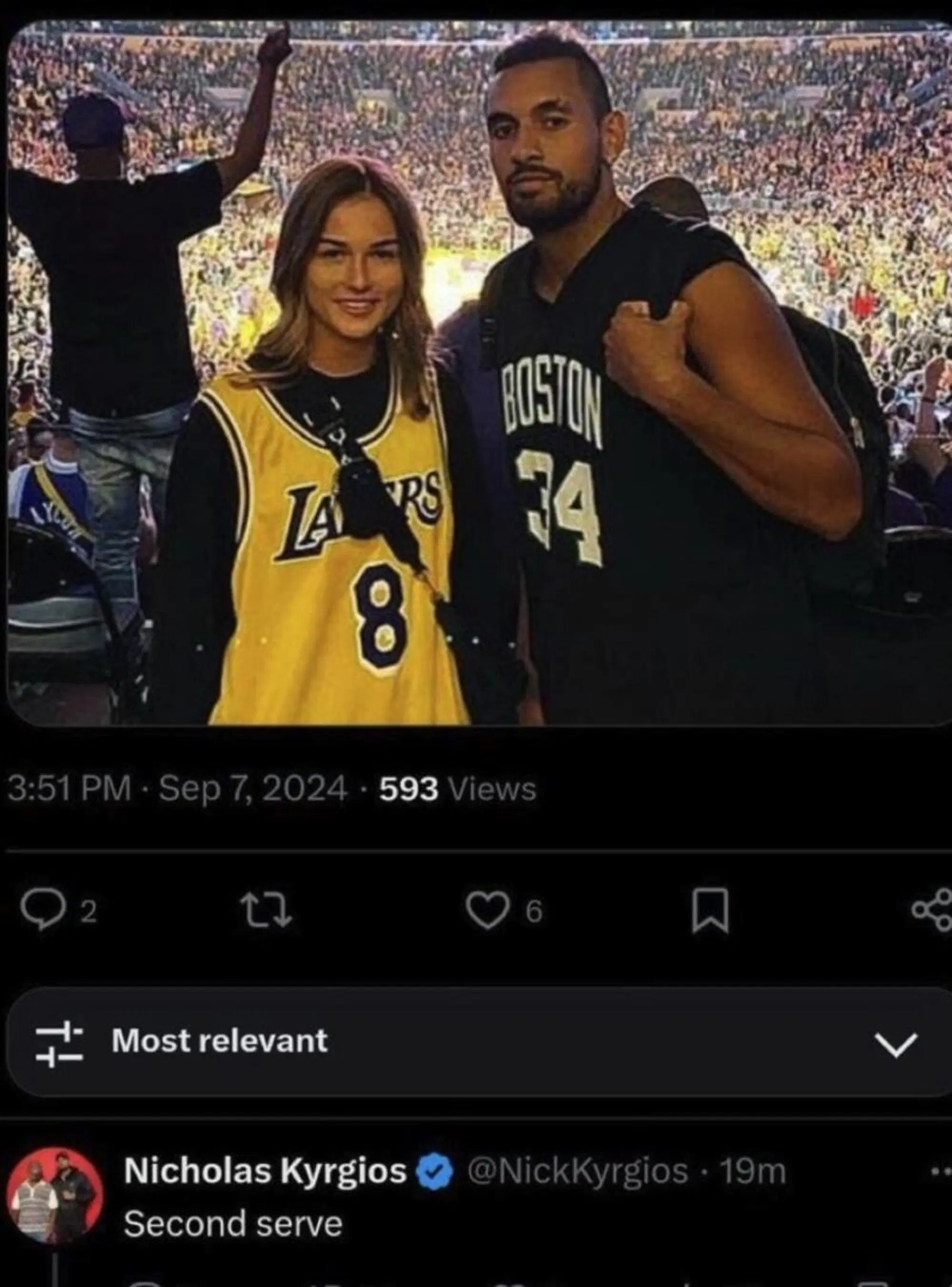 Il commento "seconda di servizio" di Nick Kyrgios sull'ex Anna Kalinskaya