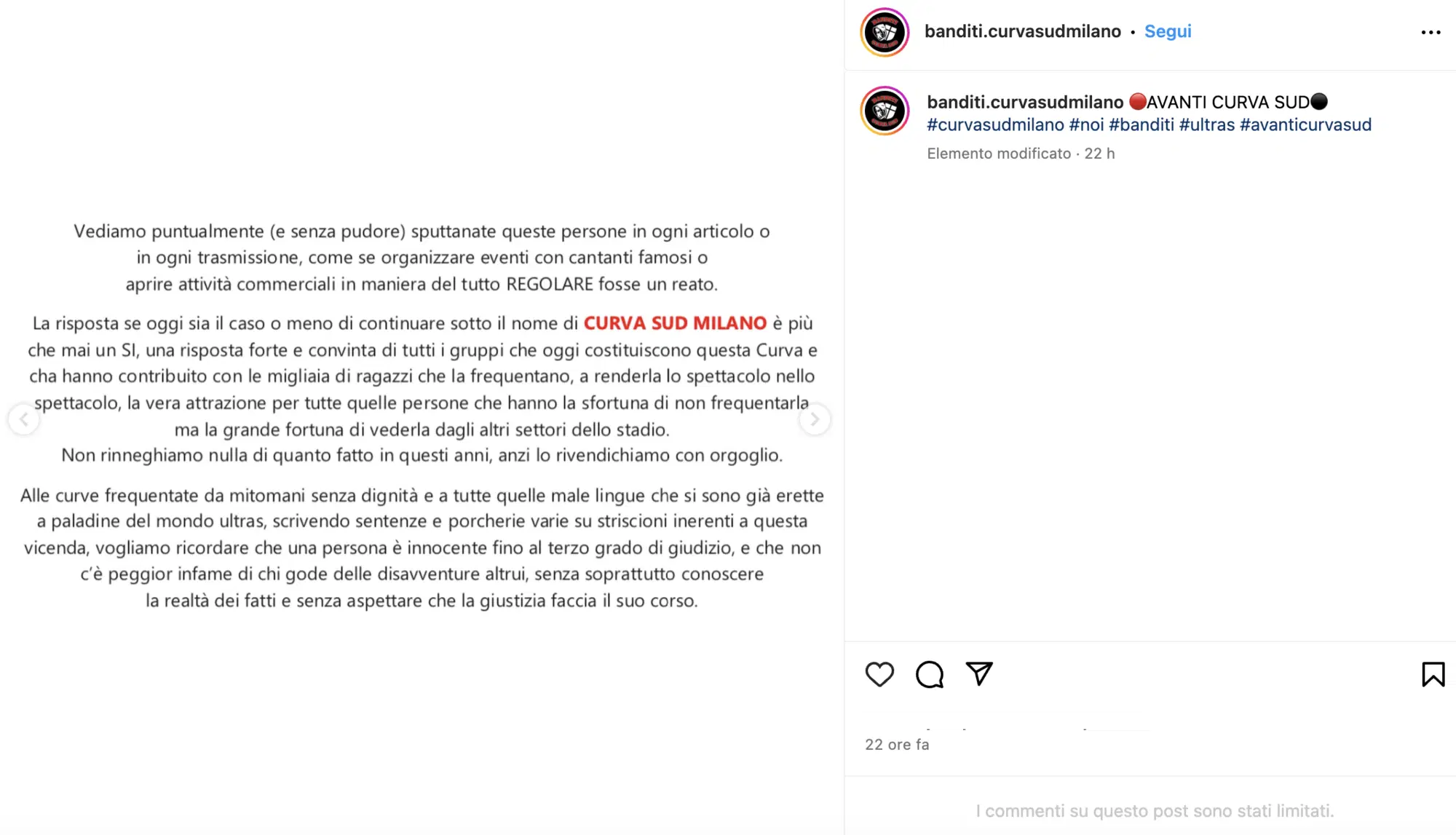 "I mitomani", le "male lingue" e i "paladini del mondo ultras"