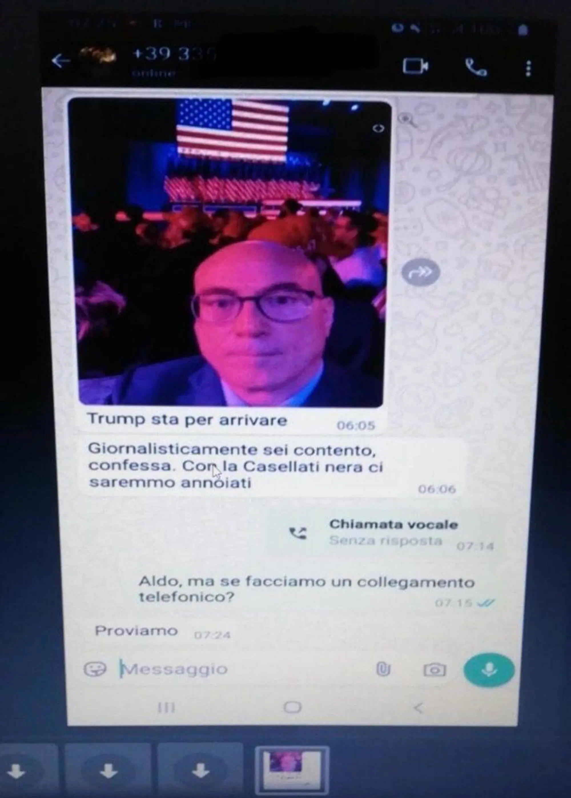 La chat mostrata da Enrico Mentana durante la maratona per le elezioni Usa