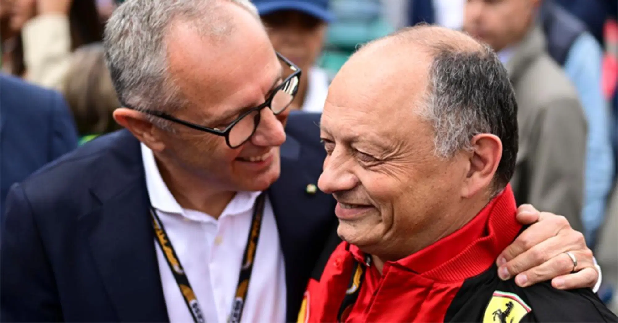 Stefano Domenicali con l'attuale team principal della Ferrari, Fred Vasseur