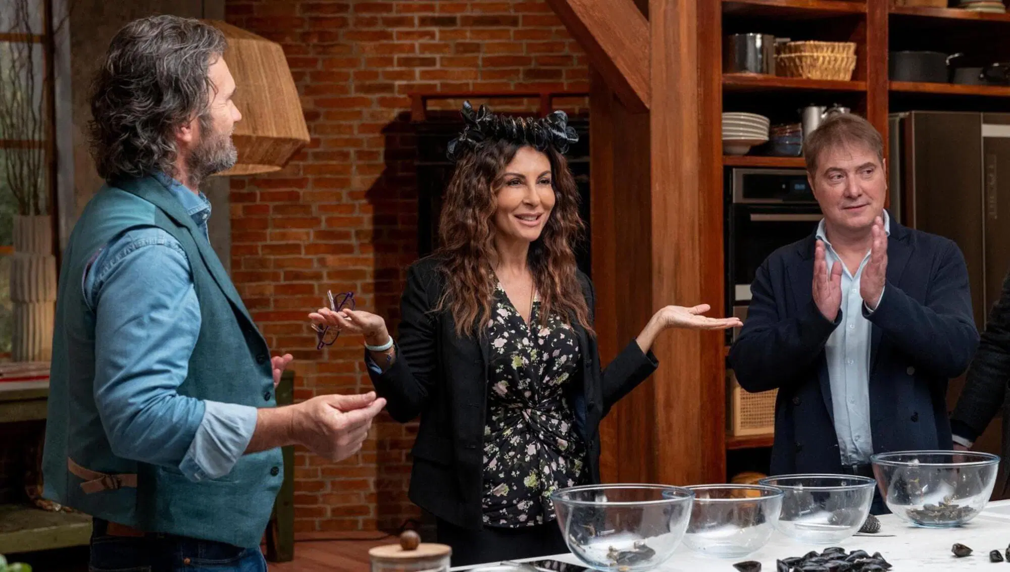 Carlo Cracco, Sabrina Ferilli e Corrado Guzzanti a "Dinner Club"