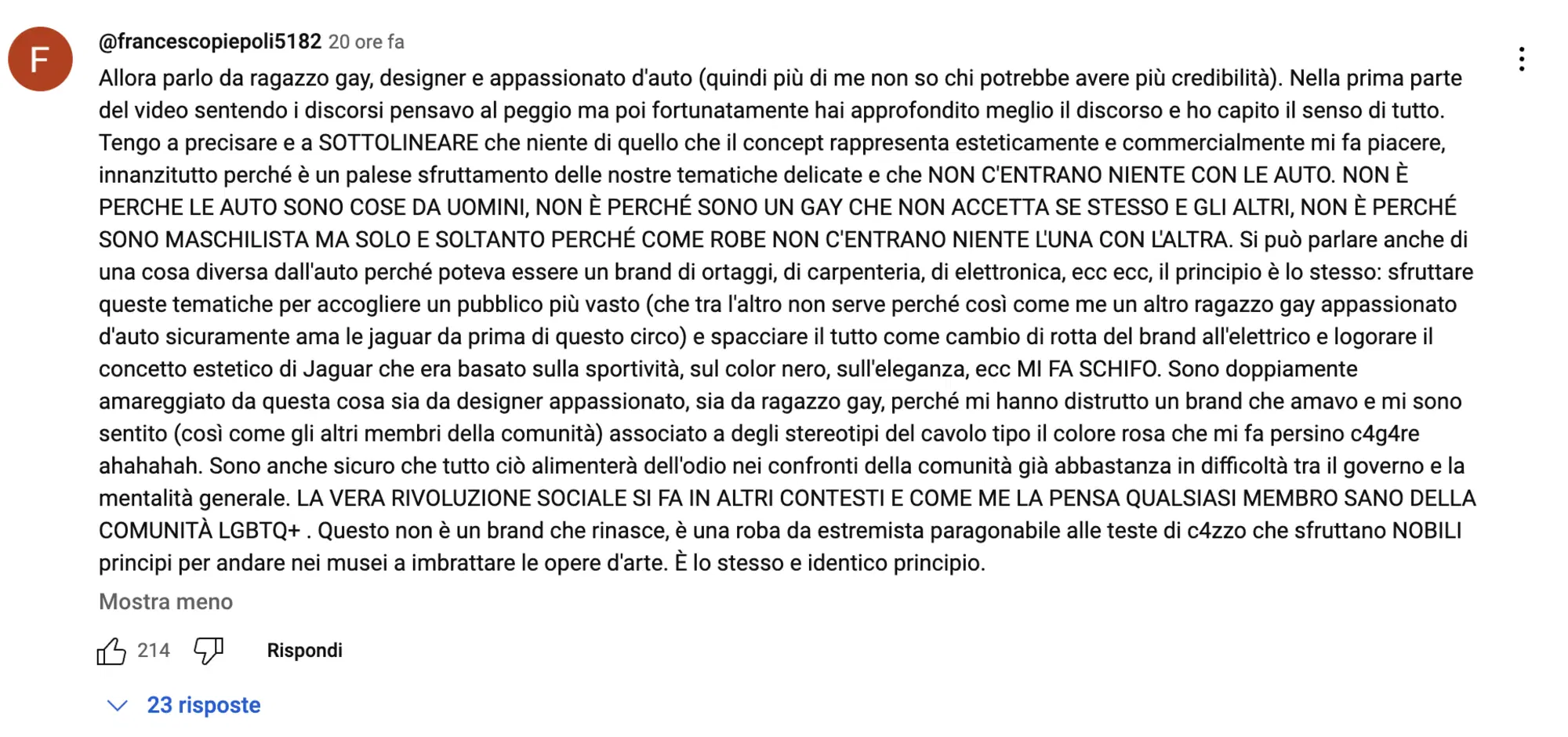 "Fuoco amico" Lgbtq+ su Jaguar