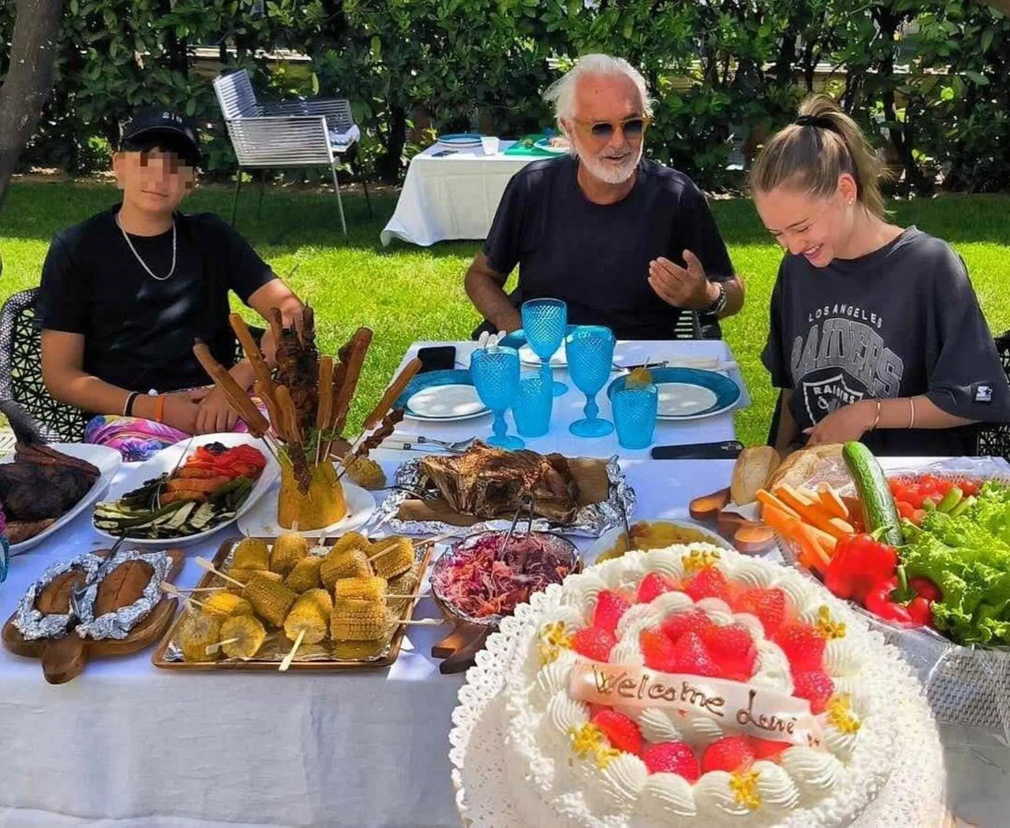 Flavio Briatore con Leni Klum e l'altro figlio Nathan Falco