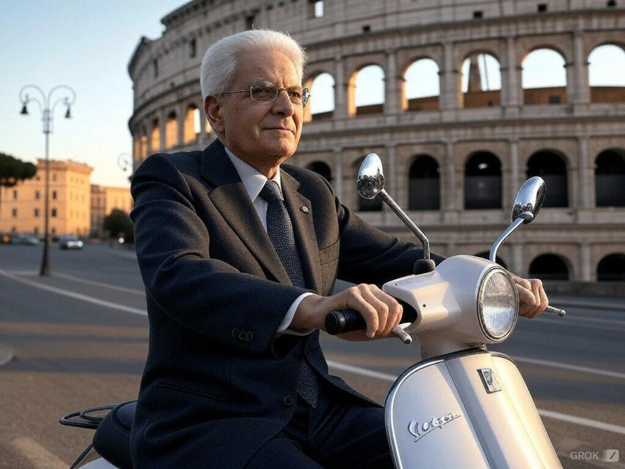 Sergio Mattarella in Vespa nell'immagine fake creata con Grok