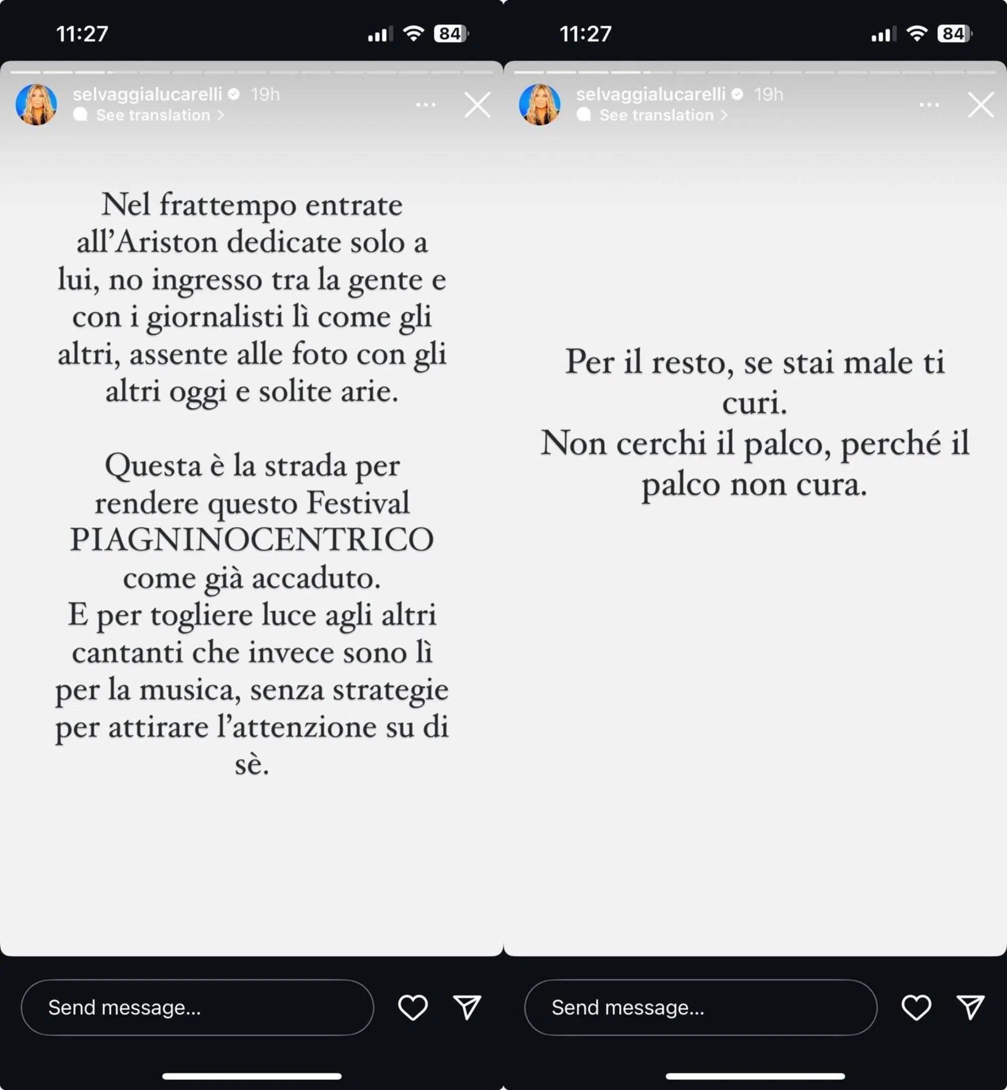 Selvaggia Lucarelli contro Fedez nelle storie su Instagram