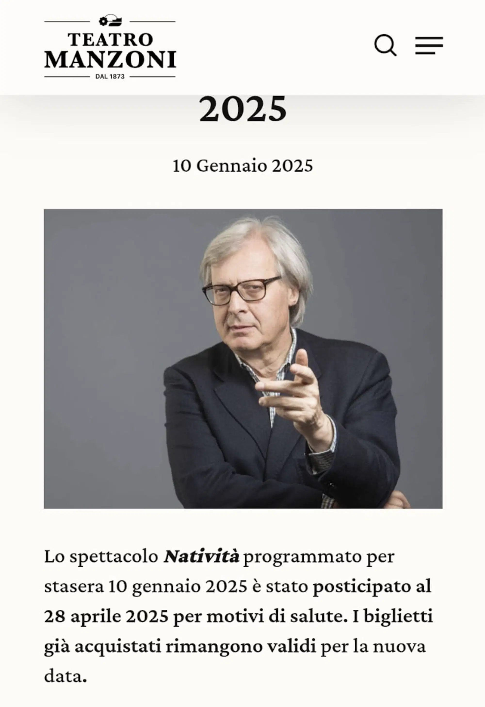 L'annuncio del teatro Manzoni