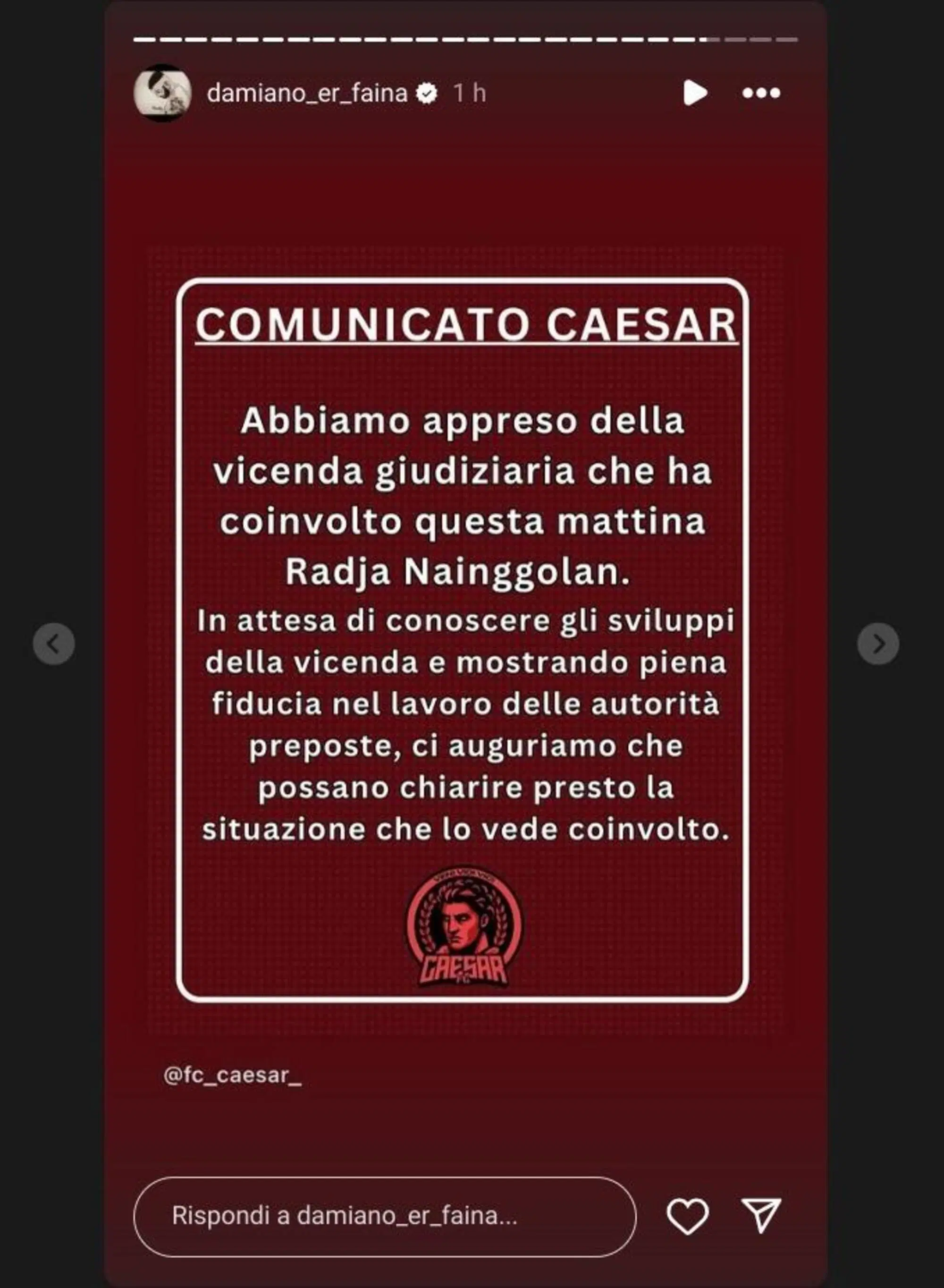 La storia Instagram di Fc Caesar