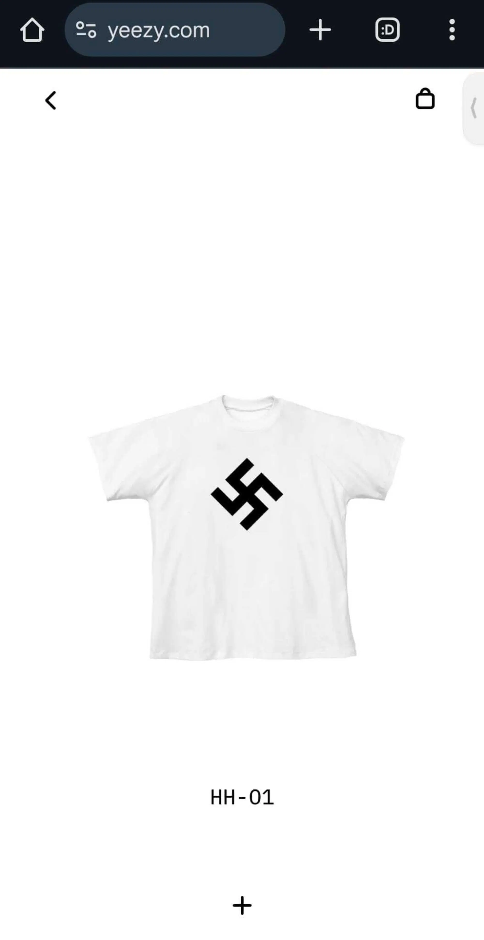 La t-shirt con svastica in vendita su Yeezy.com