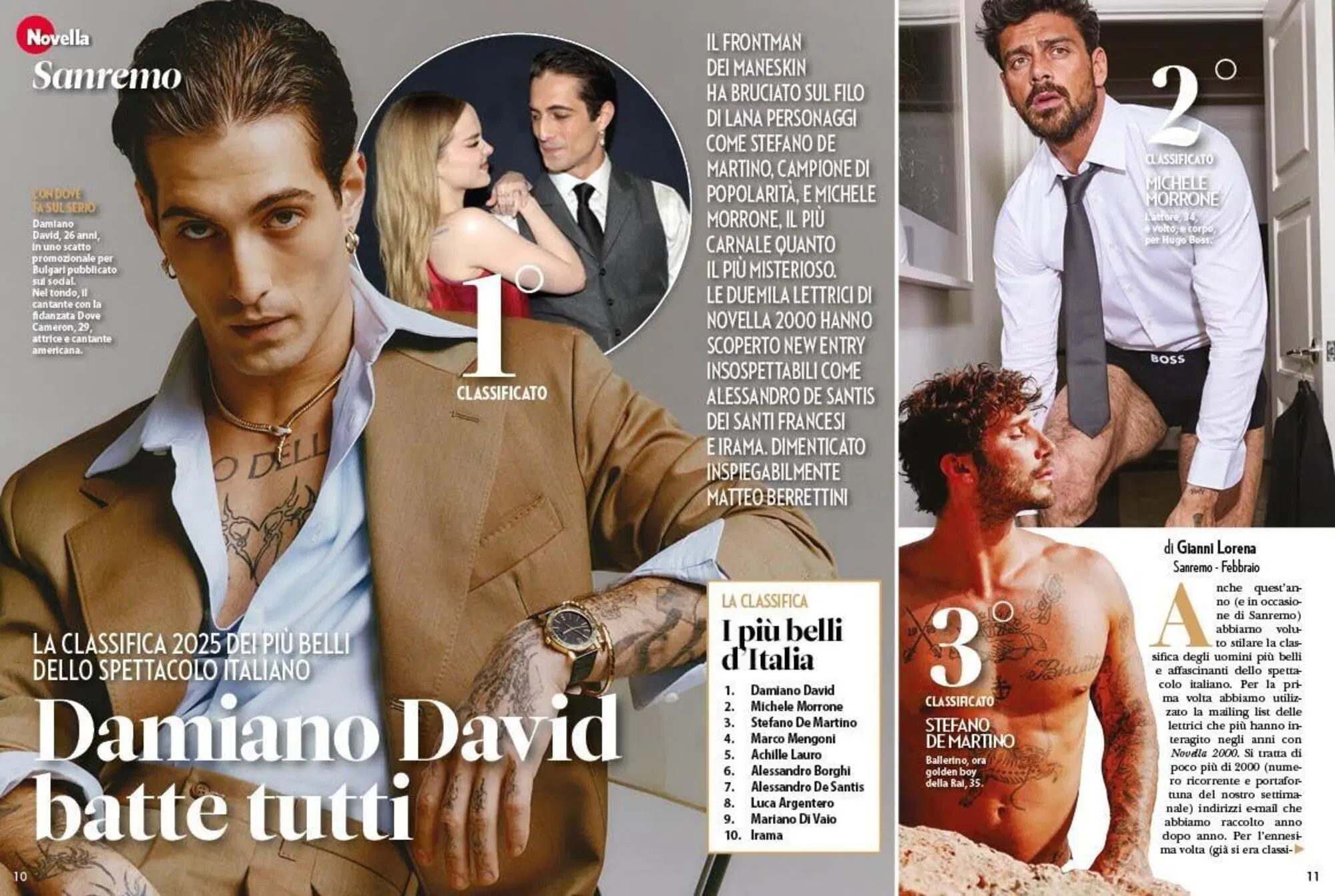 Damiano David, il pi&ugrave; bello secondo i lettori e le lettrici di Novella 2000