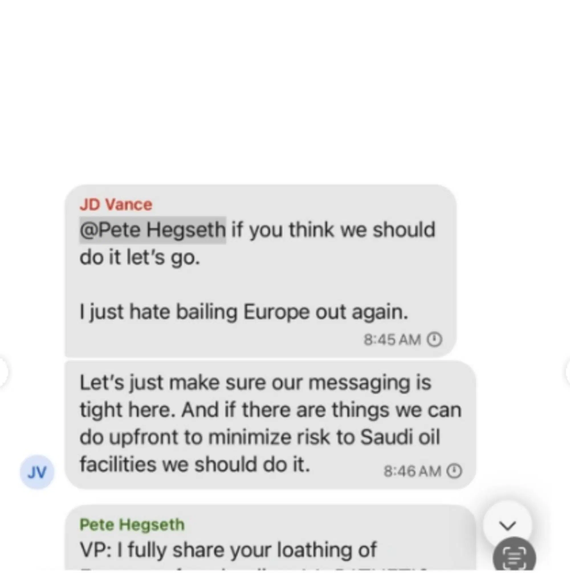 Alcuni screen della chat