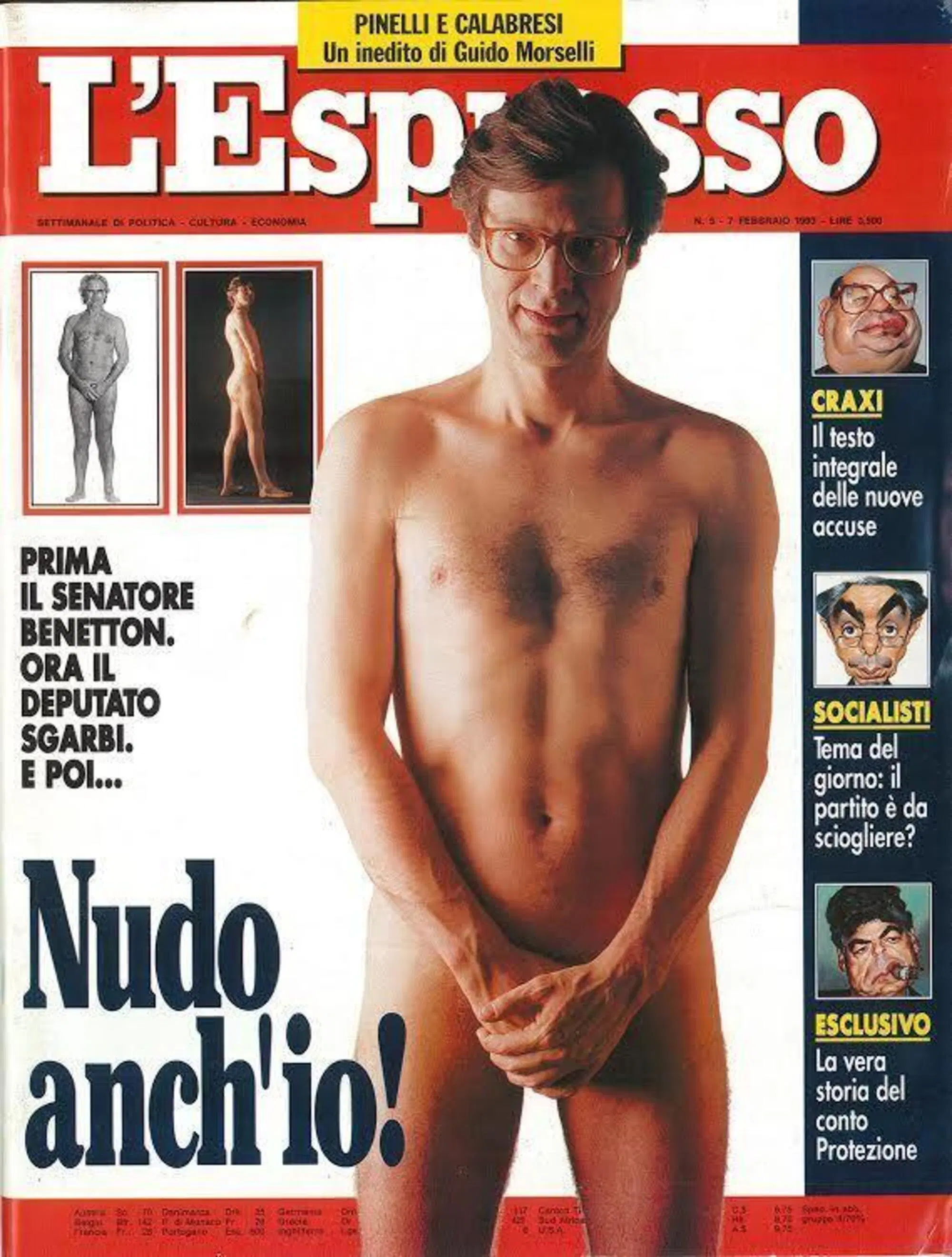 Vittorio Sgarbi nudo sulla copertina de L'Espresso